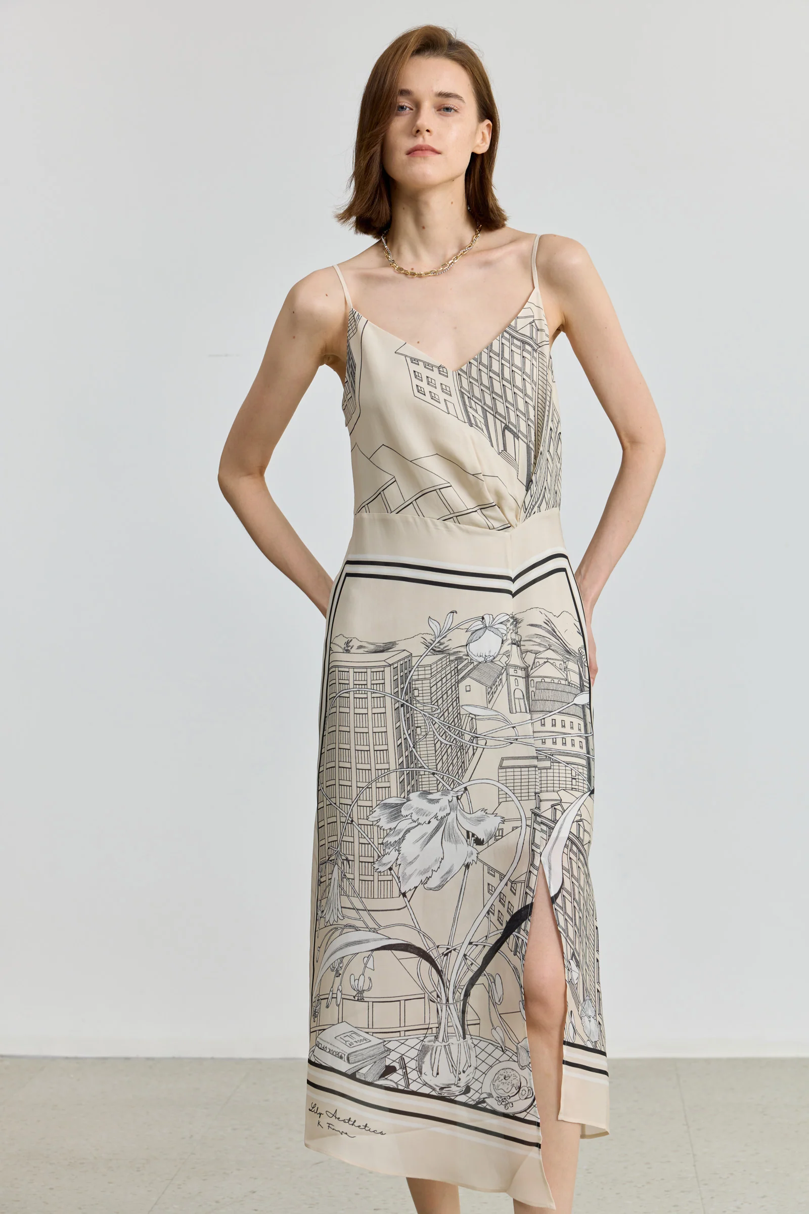 [ART] LILY Bias-Cut Printed Dress - Image 4
