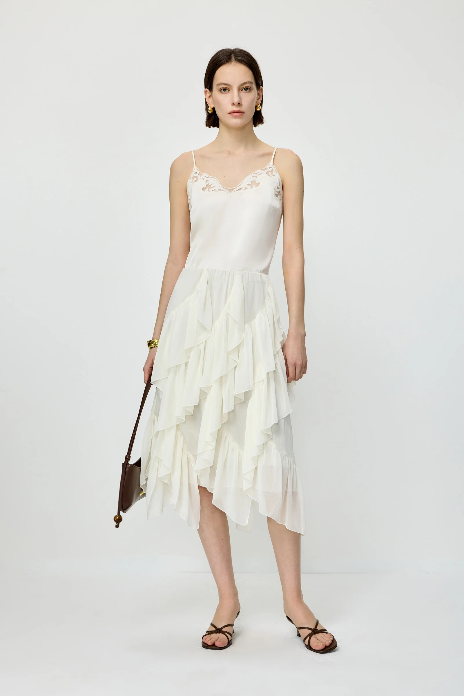 Asymmetric Tiered Midi Skirt - Image 2