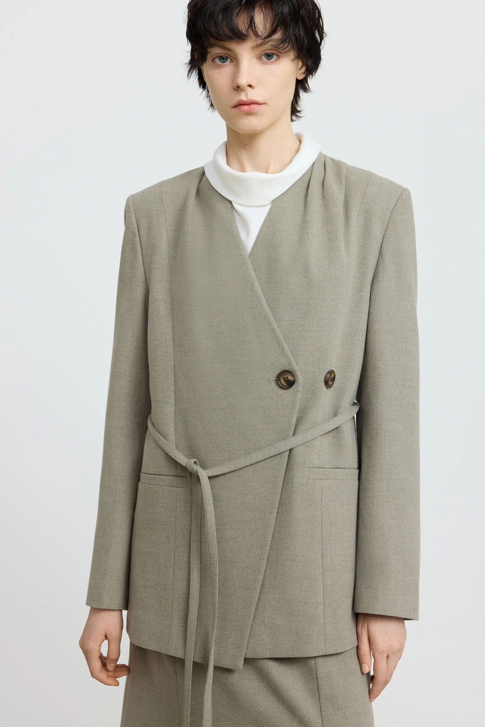 Belted Asymmetric Blazer