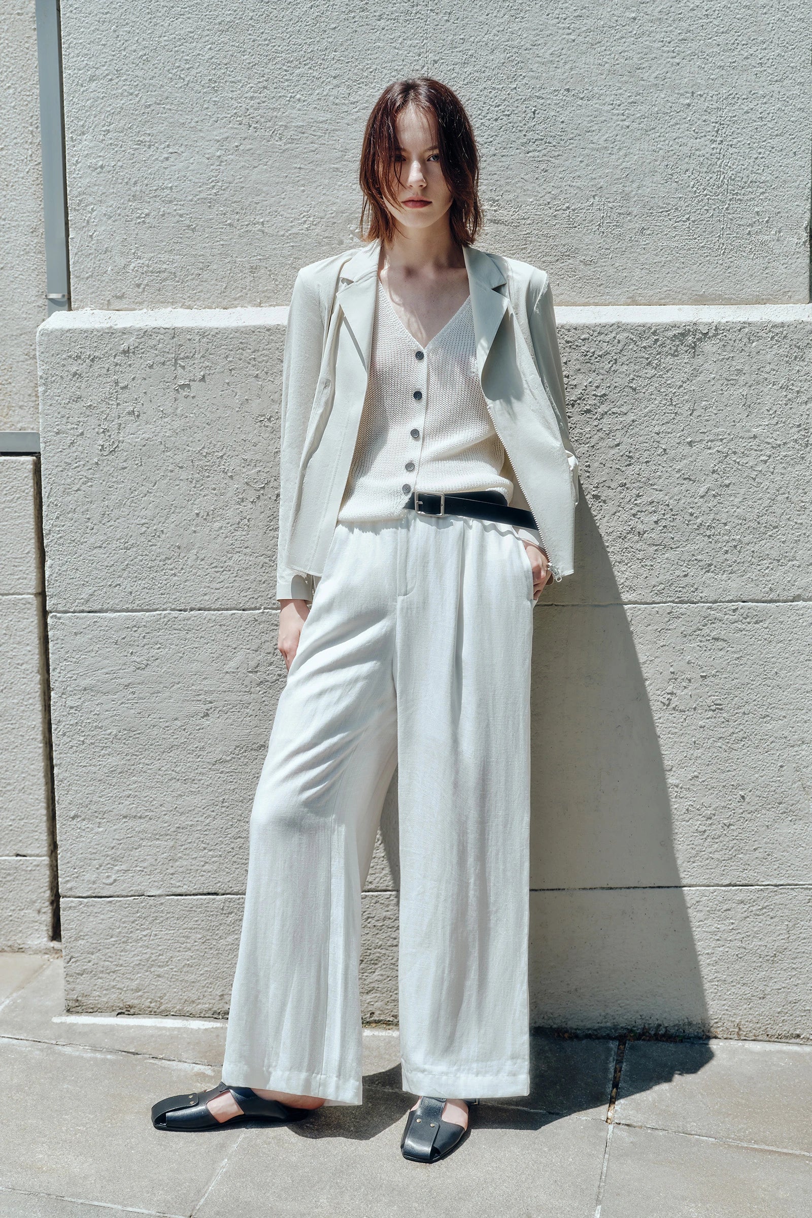 LILY Cinched Waist Lightweight Blazer