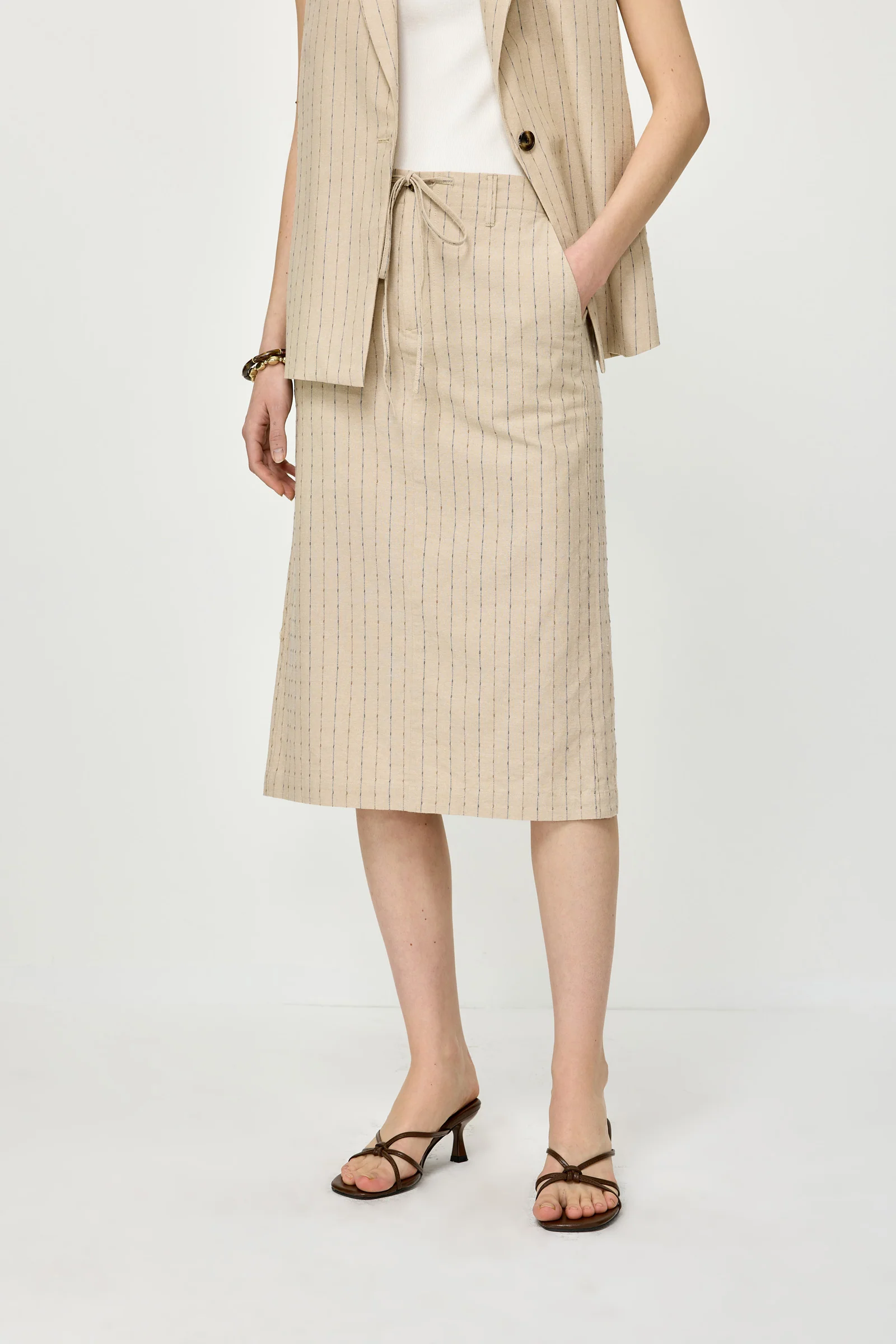 Drawstring Pencil Skirt - Image 5