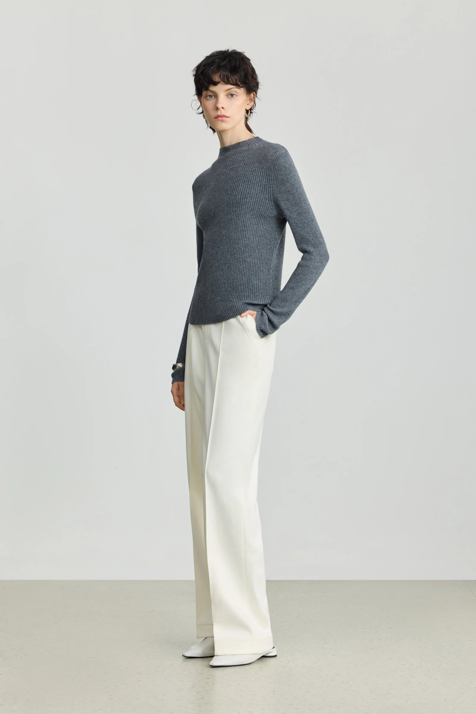 LILY 100% Wool Fitted Mock-Neck Sweater - Image 9