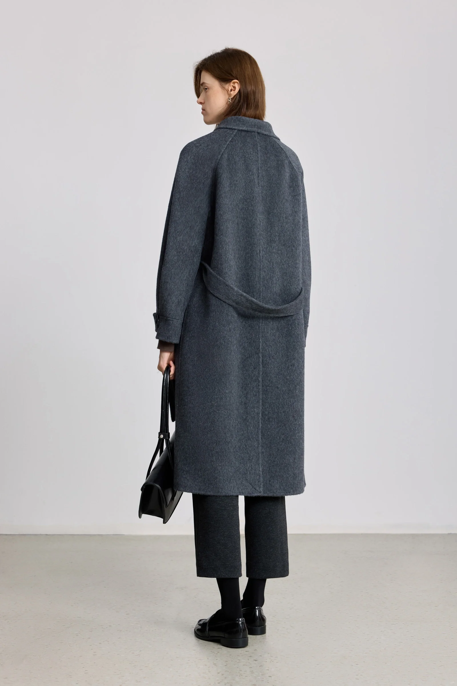 LILY 100% Wool Funnel Neck Belted Coat - Image 3