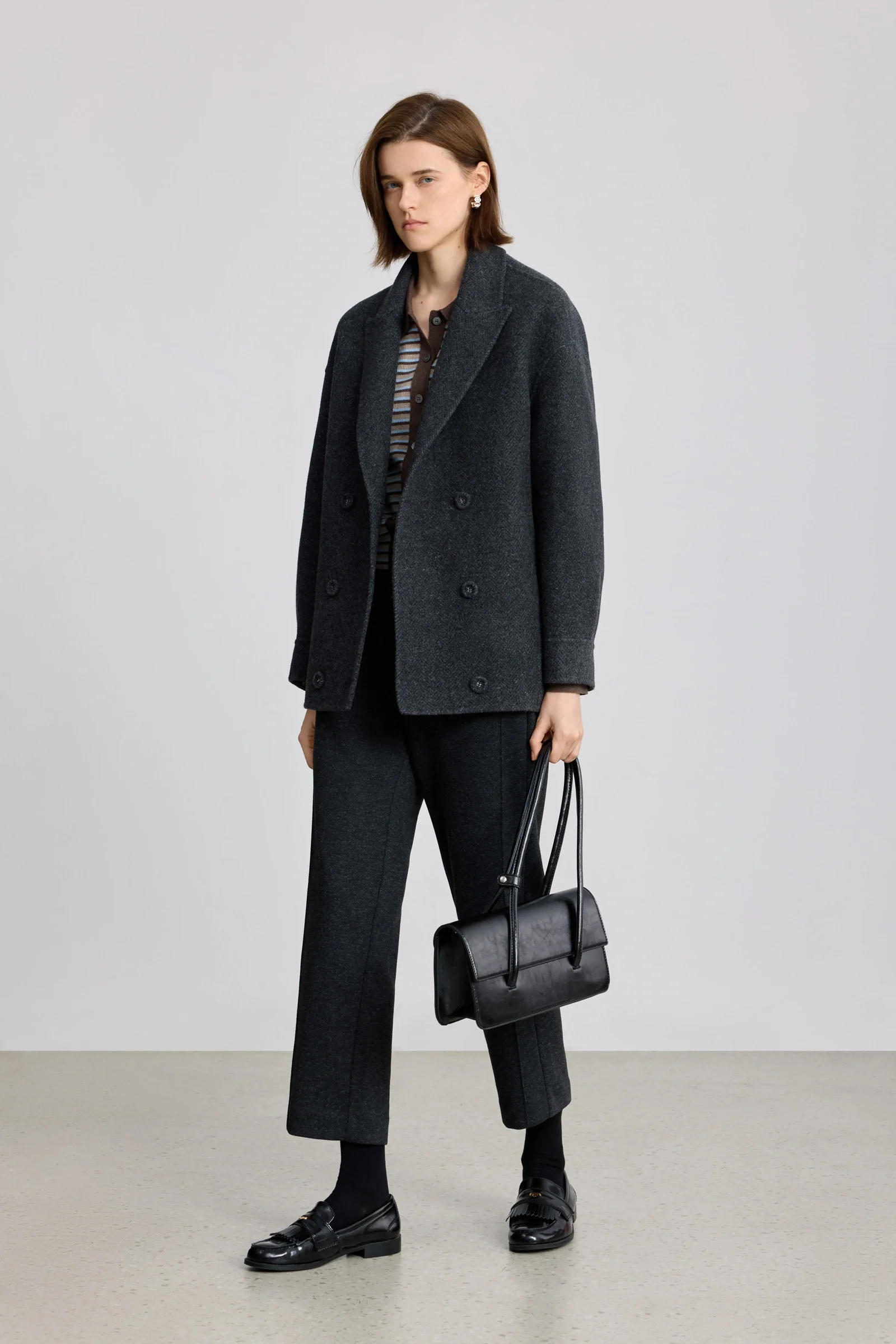 LILY 100% Wool Notched Double-Face Coat - Image 3