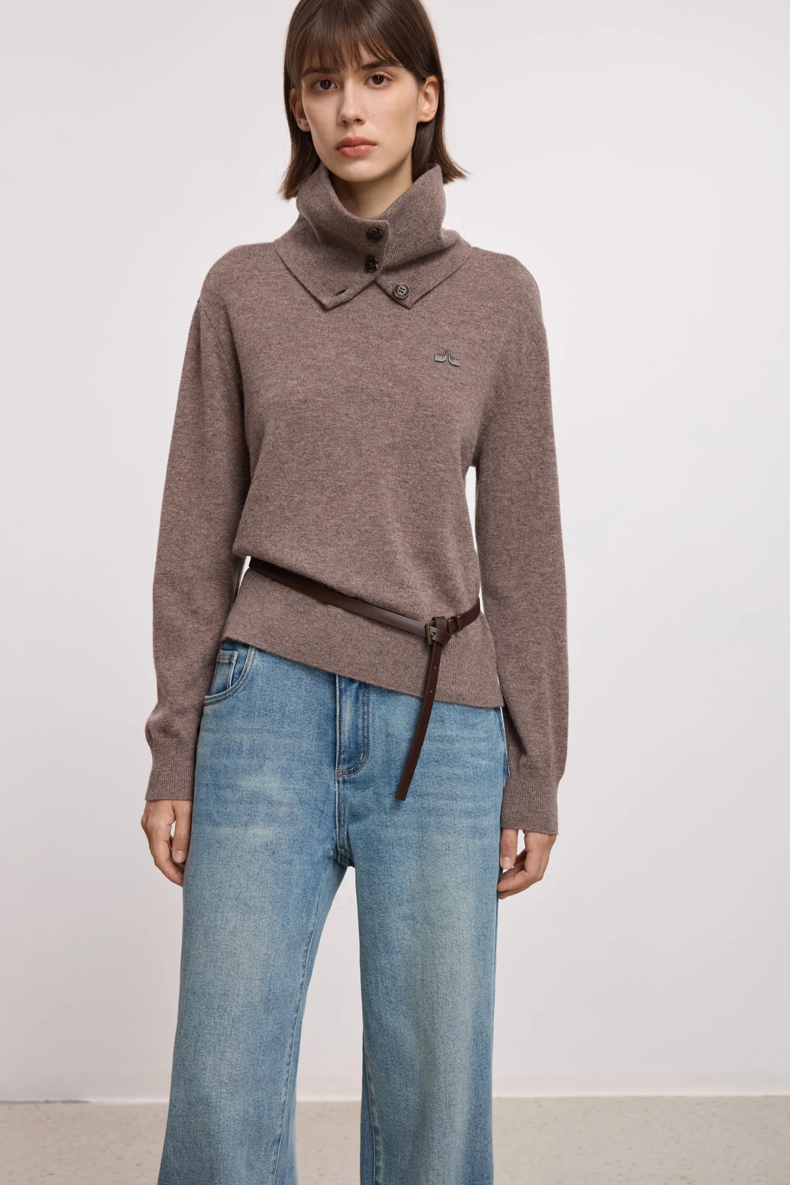 LILY 100% Wool Sweater with Scarf