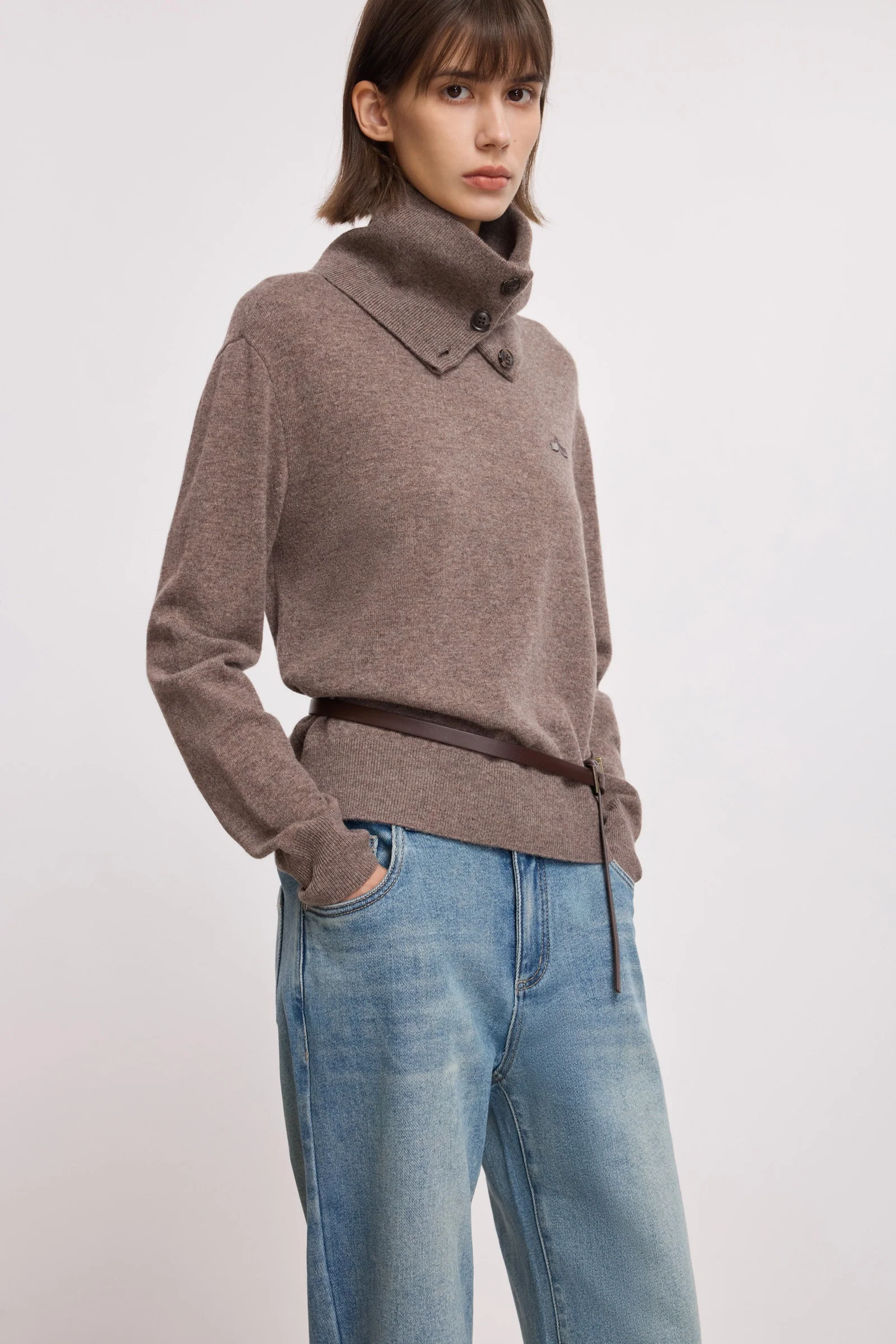 LILY 100% Wool Sweater with Scarf - Image 6