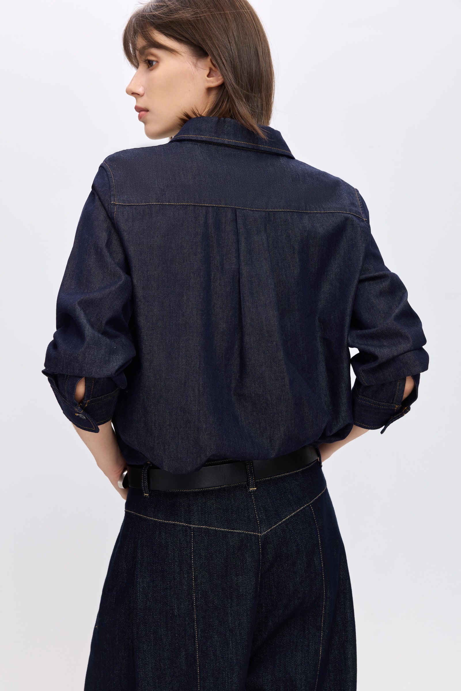 LILY Acetate-Blend Notched Denim Jacket - Image 7