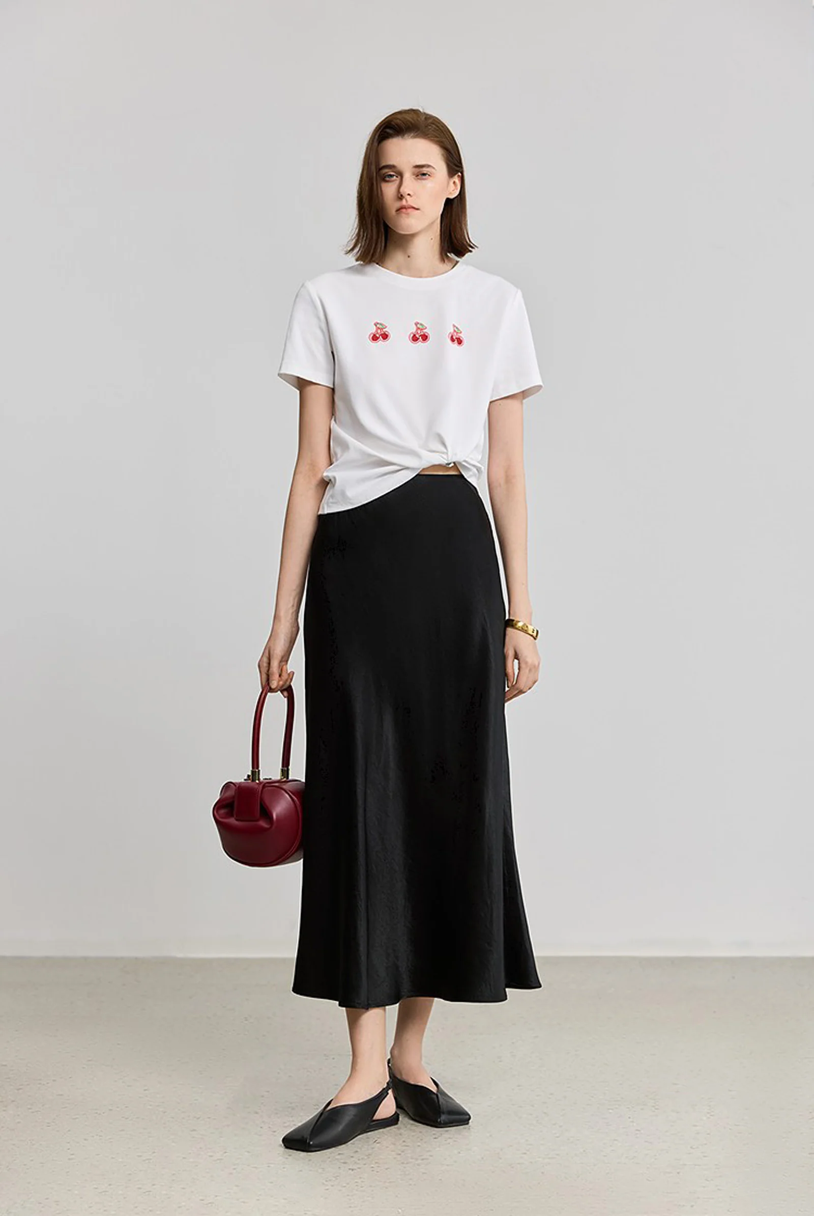 LILY Acetate Mermaid Midi Skirt - Image 2