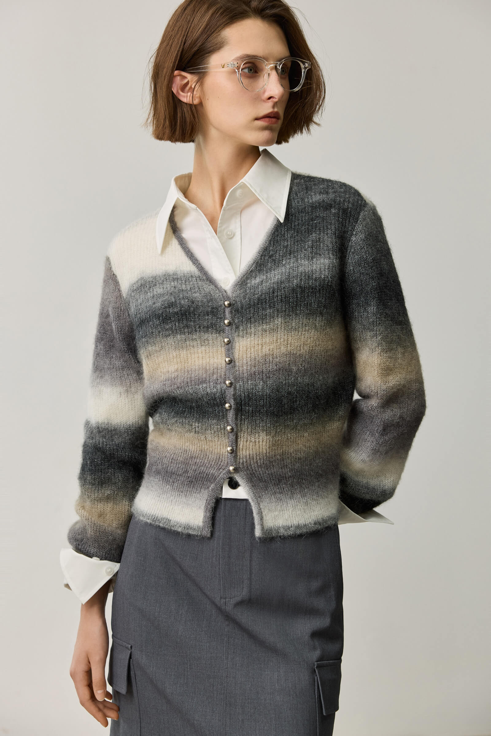 LILY Alpaca-Blend Striped Knit Cardigan - Image 13