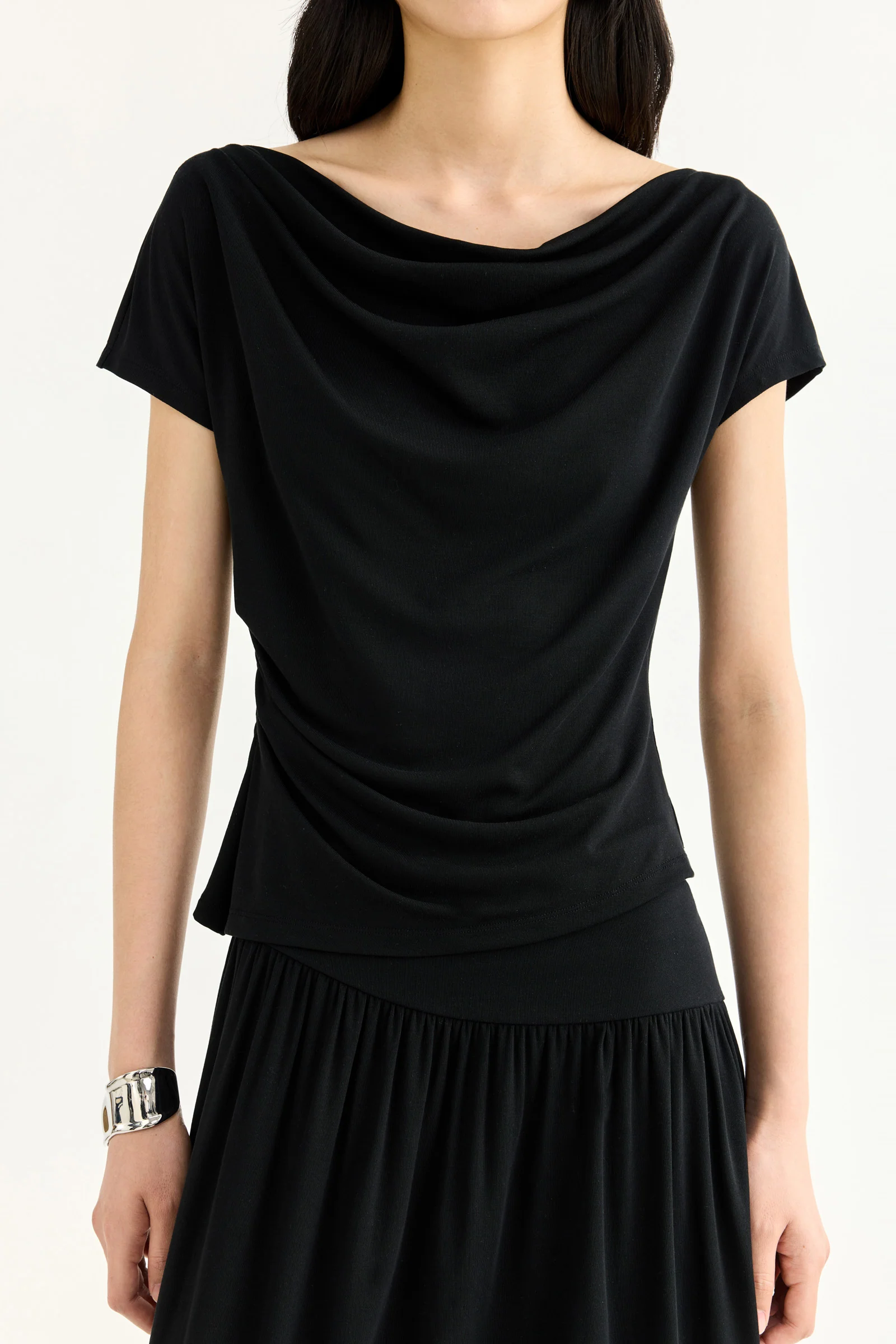 LILY Asymmetric Cowl Neck Tee - Image 17