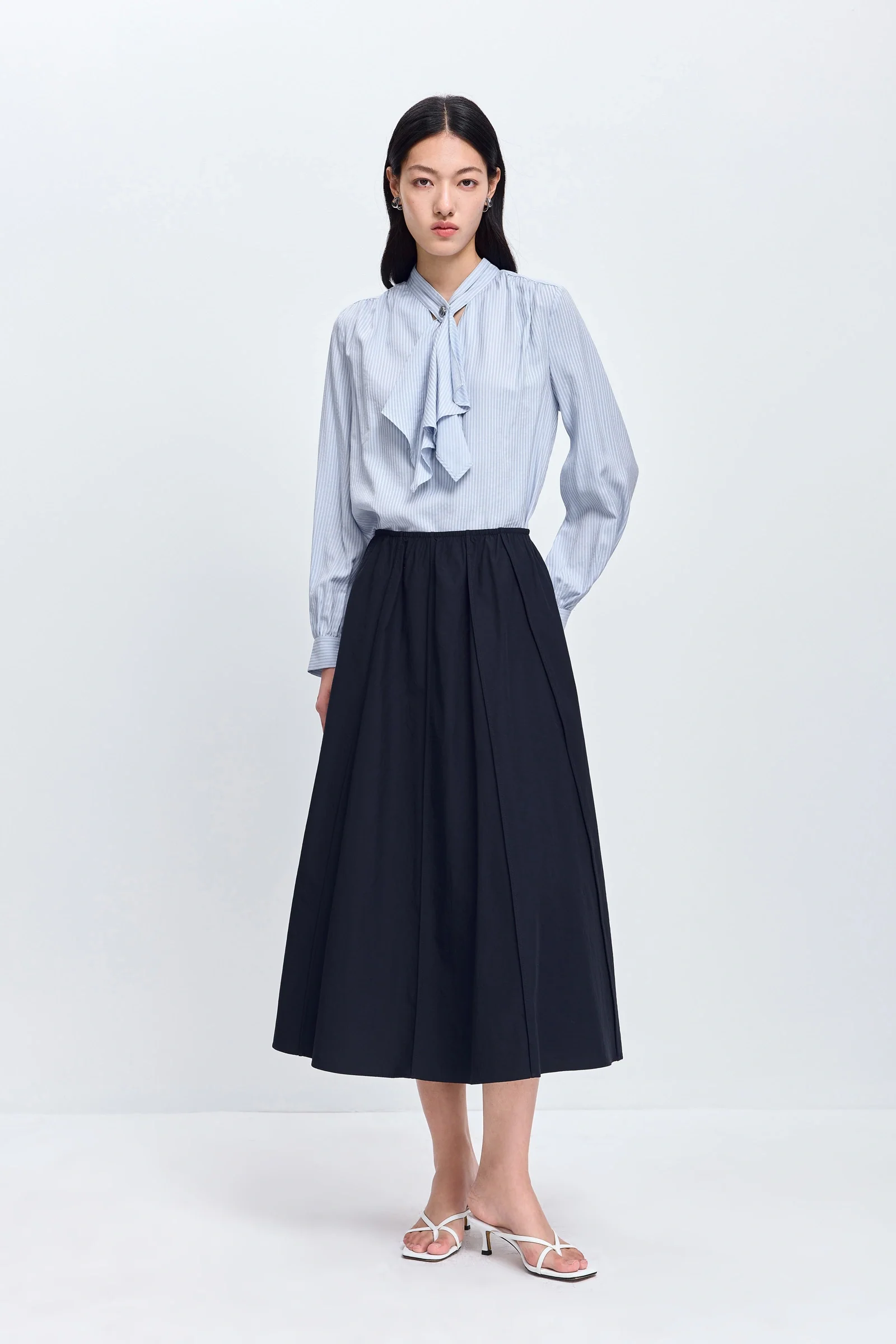 LILY Asymmetric Striped Chiffon Blouse - Image 2