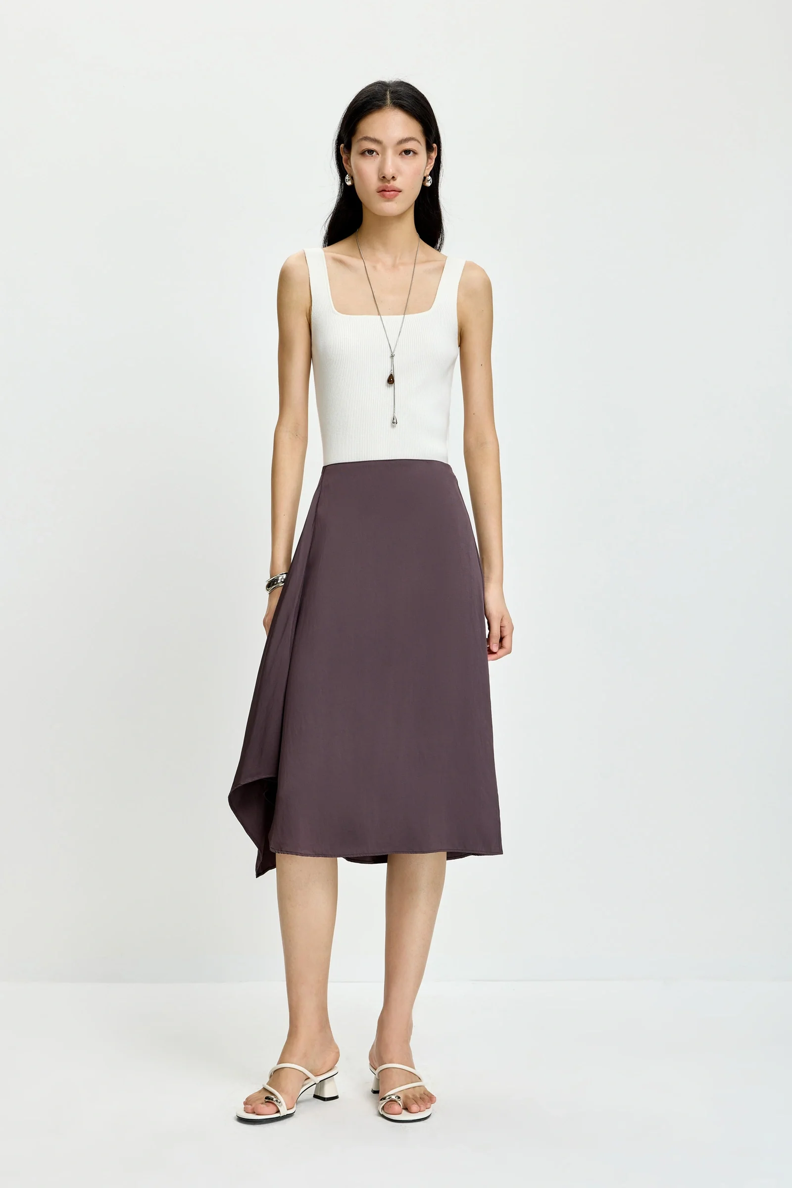 LILY Asymmetric Wool-Blend A-Line Skirt - Image 2