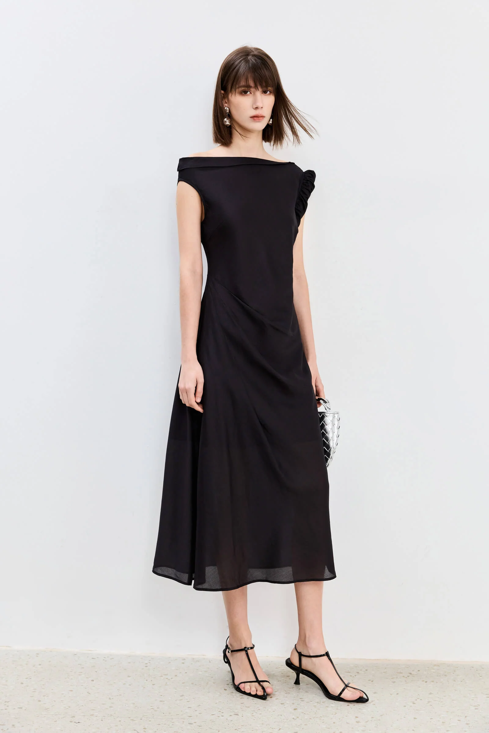 LILY Asymmetrical Design Acetic Acid Silk Dress - Image 10