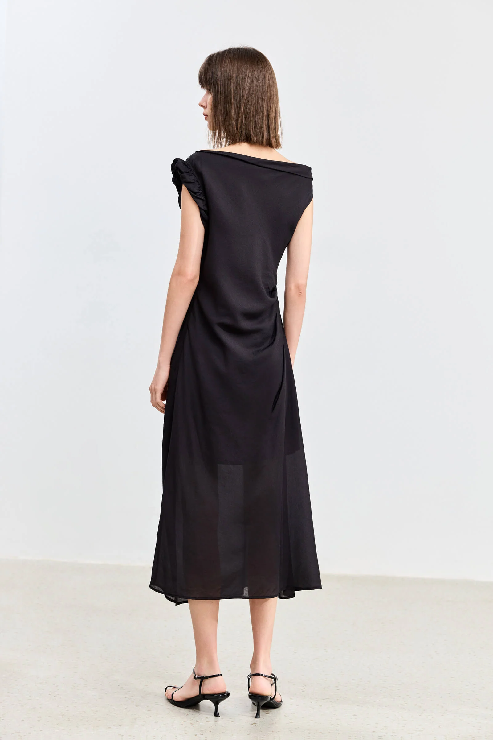 LILY Asymmetrical Design Acetic Acid Silk Dress - Image 11