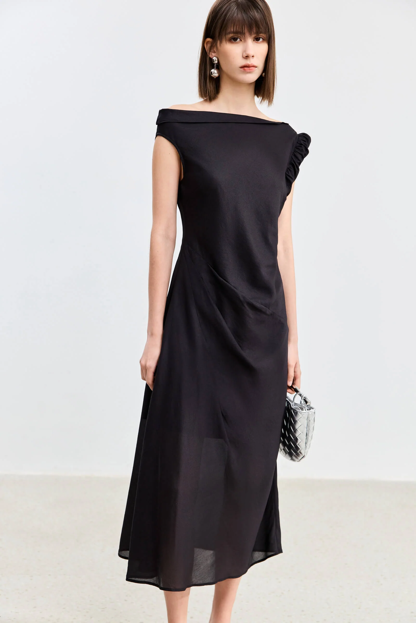 LILY Asymmetrical Design Acetic Acid Silk Dress - Image 12