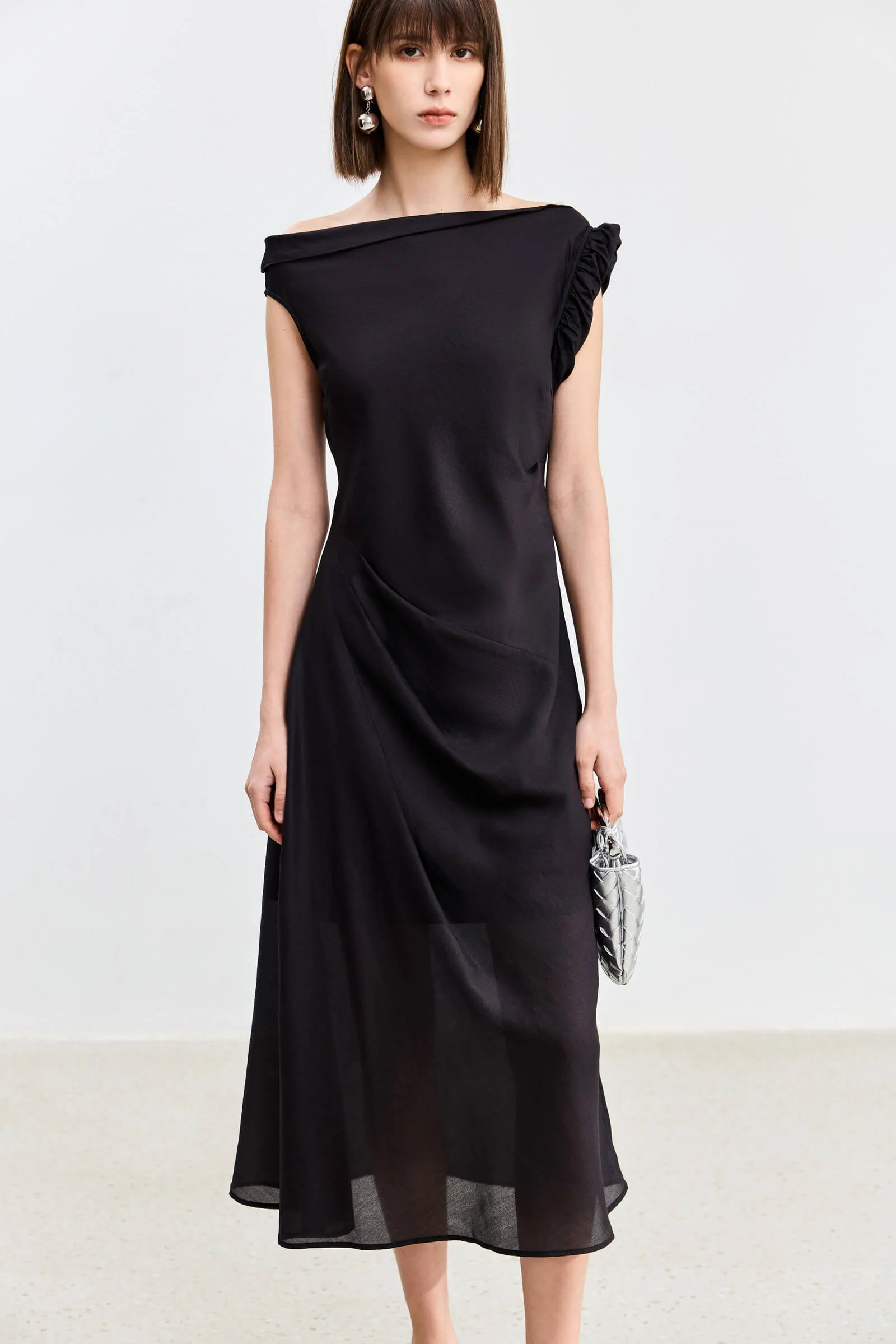 LILY Asymmetrical Design Acetic Acid Silk Dress - Image 13
