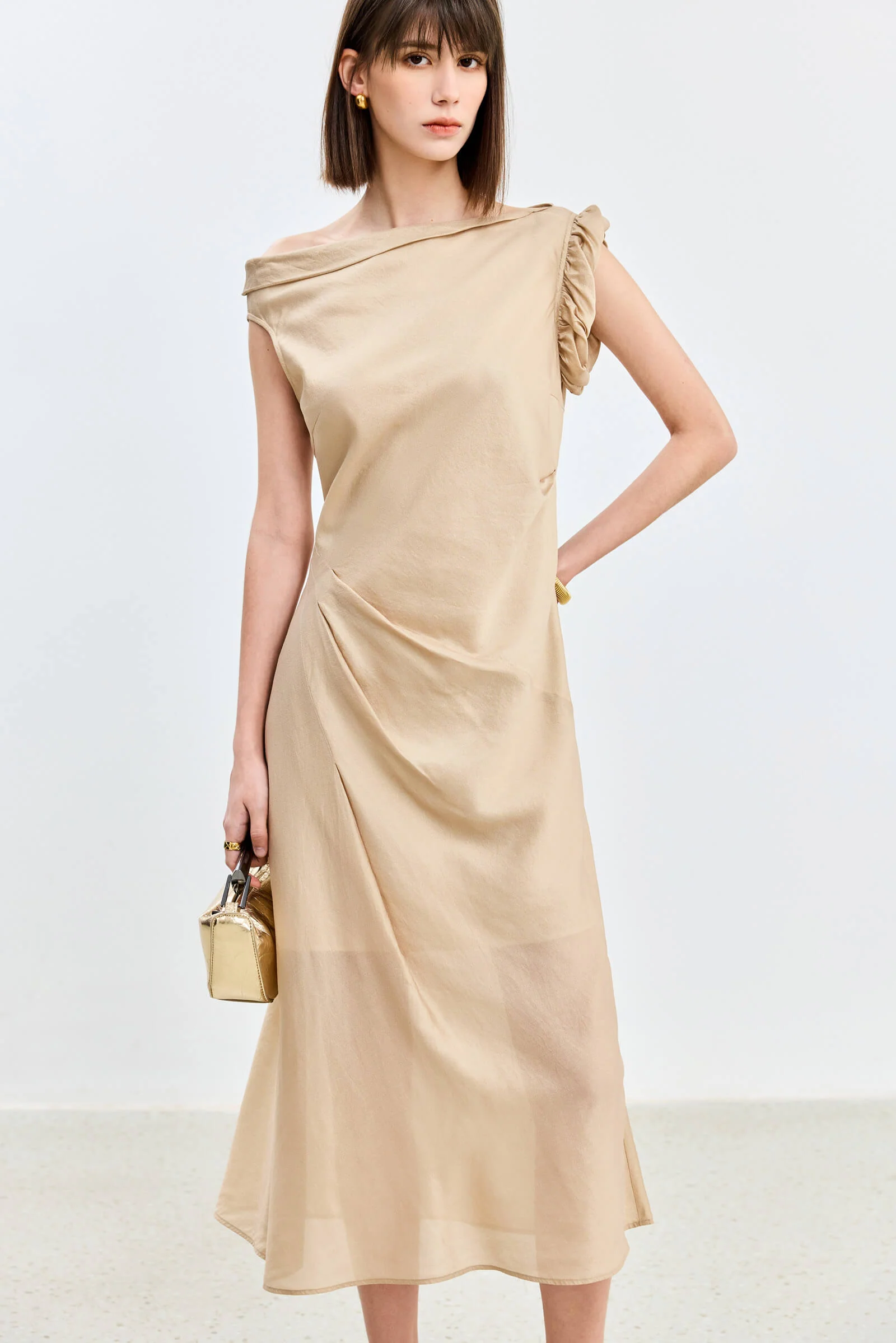 LILY Asymmetrical Design Acetic Acid Silk Dress - Image 14