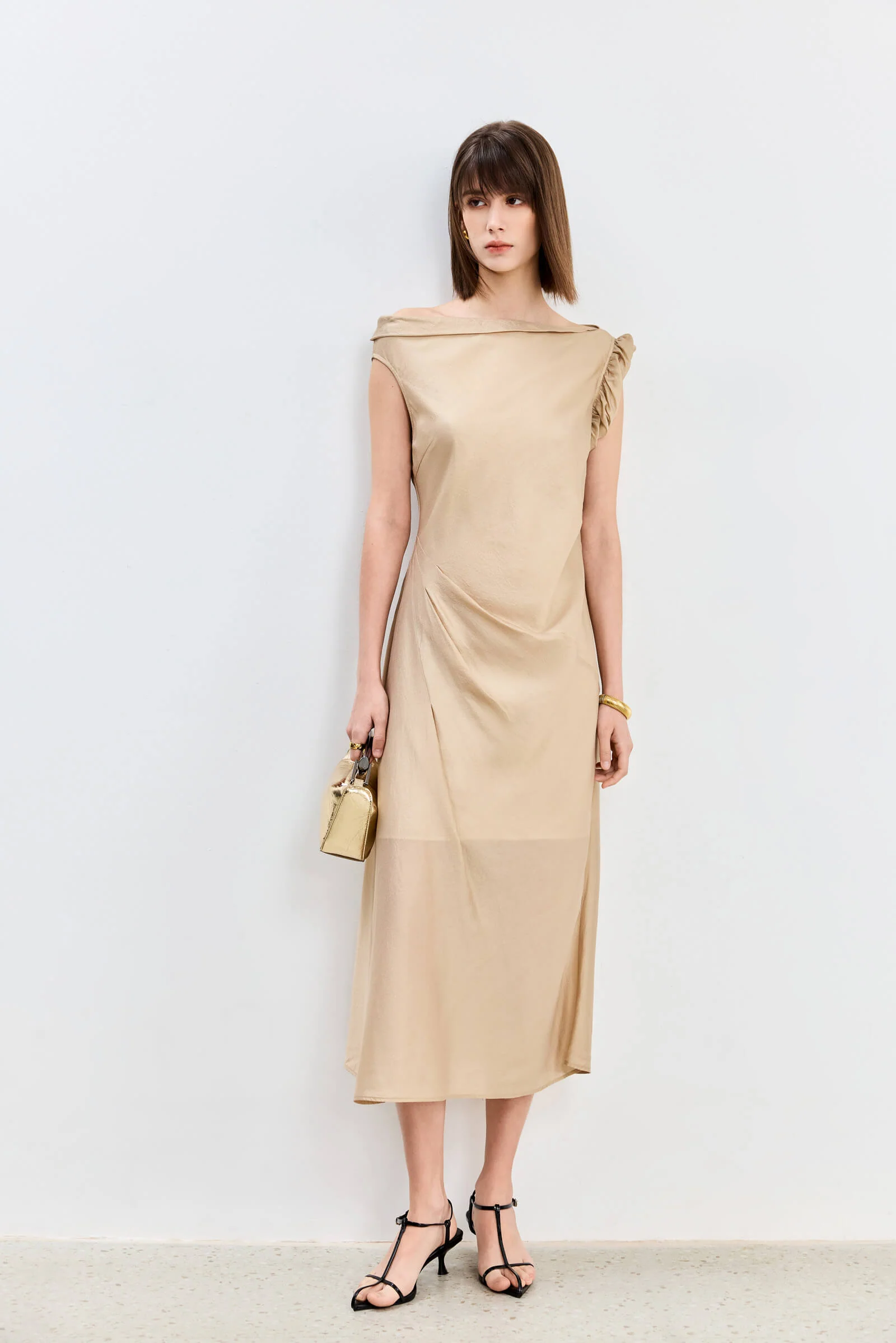 LILY Asymmetrical Design Acetic Acid Silk Dress - Image 15