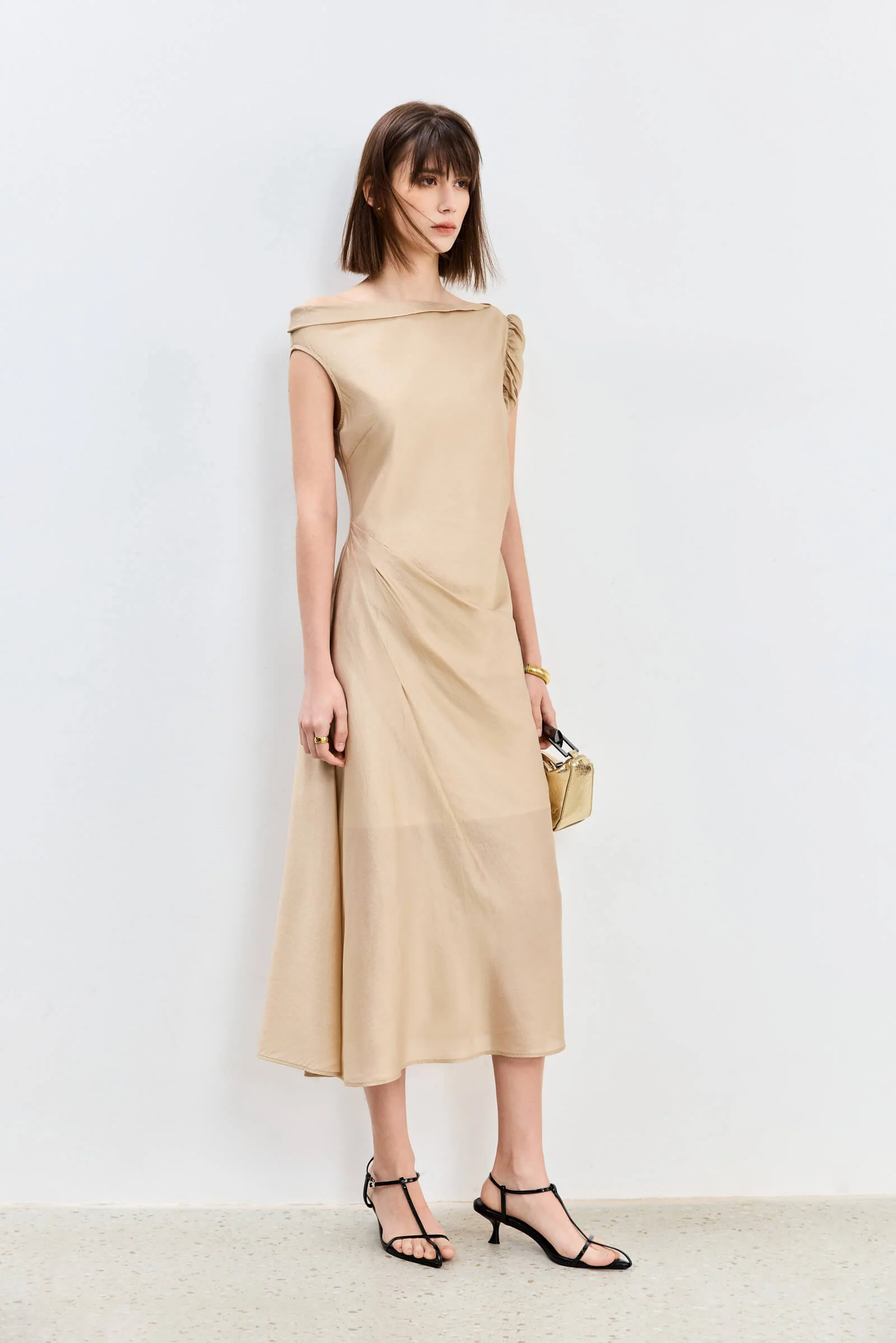 LILY Asymmetrical Design Acetic Acid Silk Dress - Image 16