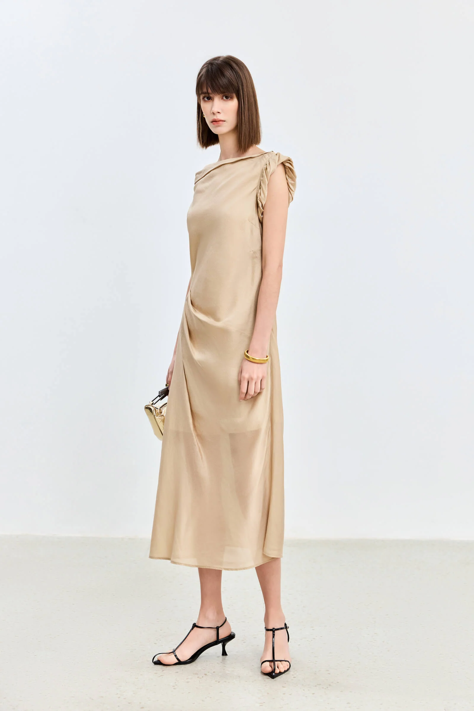 LILY Asymmetrical Design Acetic Acid Silk Dress - Image 17