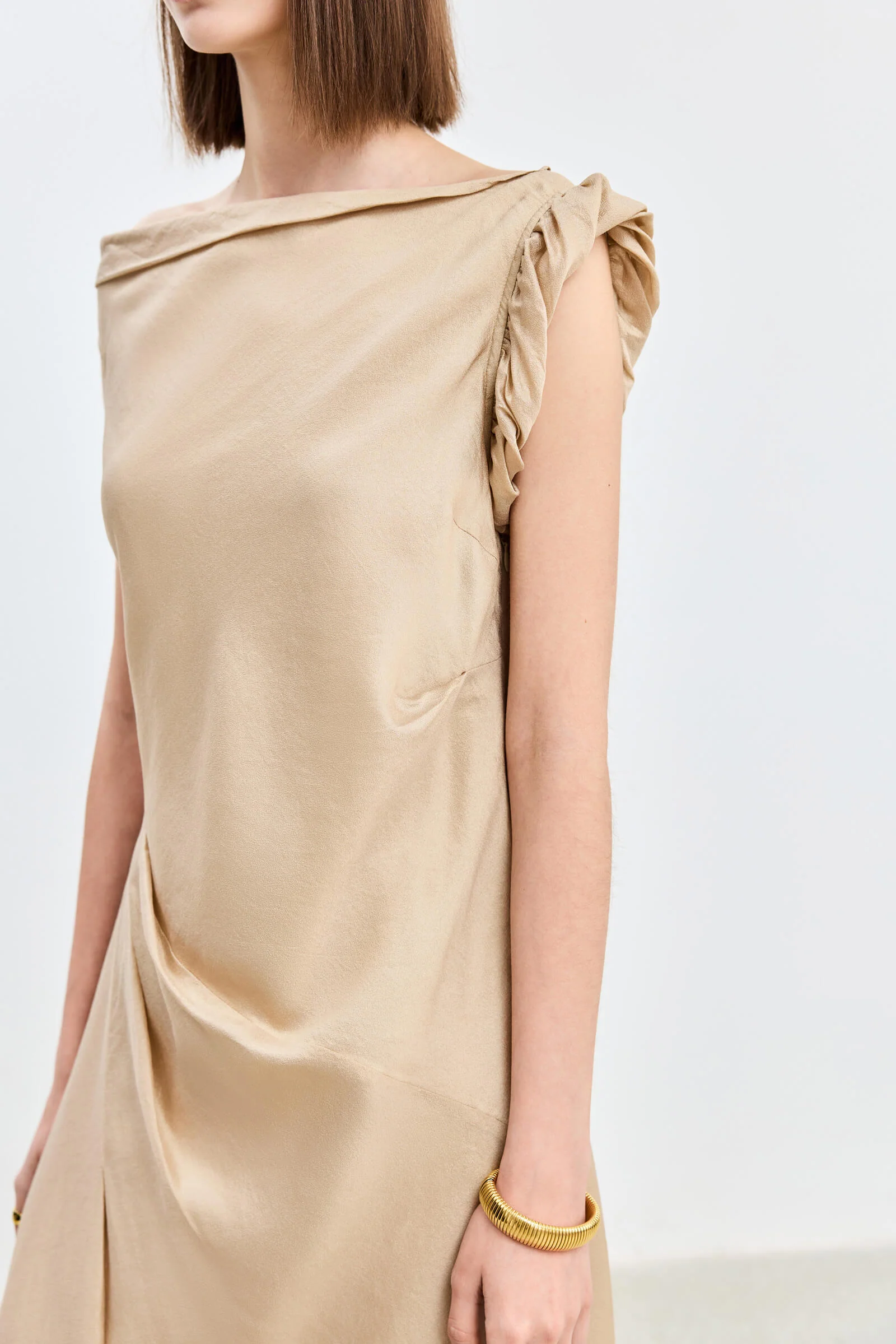 LILY Asymmetrical Design Acetic Acid Silk Dress - Image 19