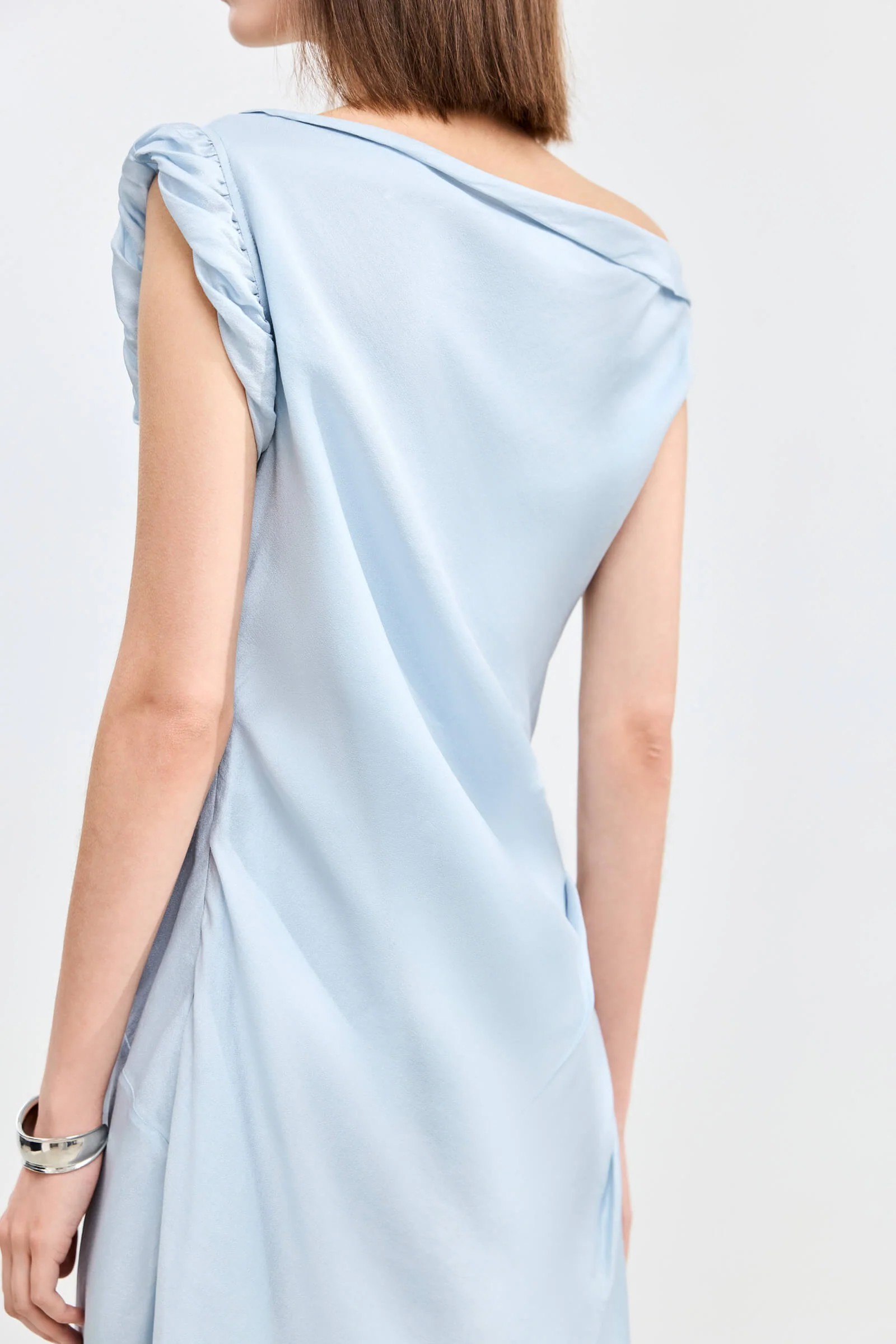 LILY Asymmetrical Design Acetic Acid Silk Dress - Image 6