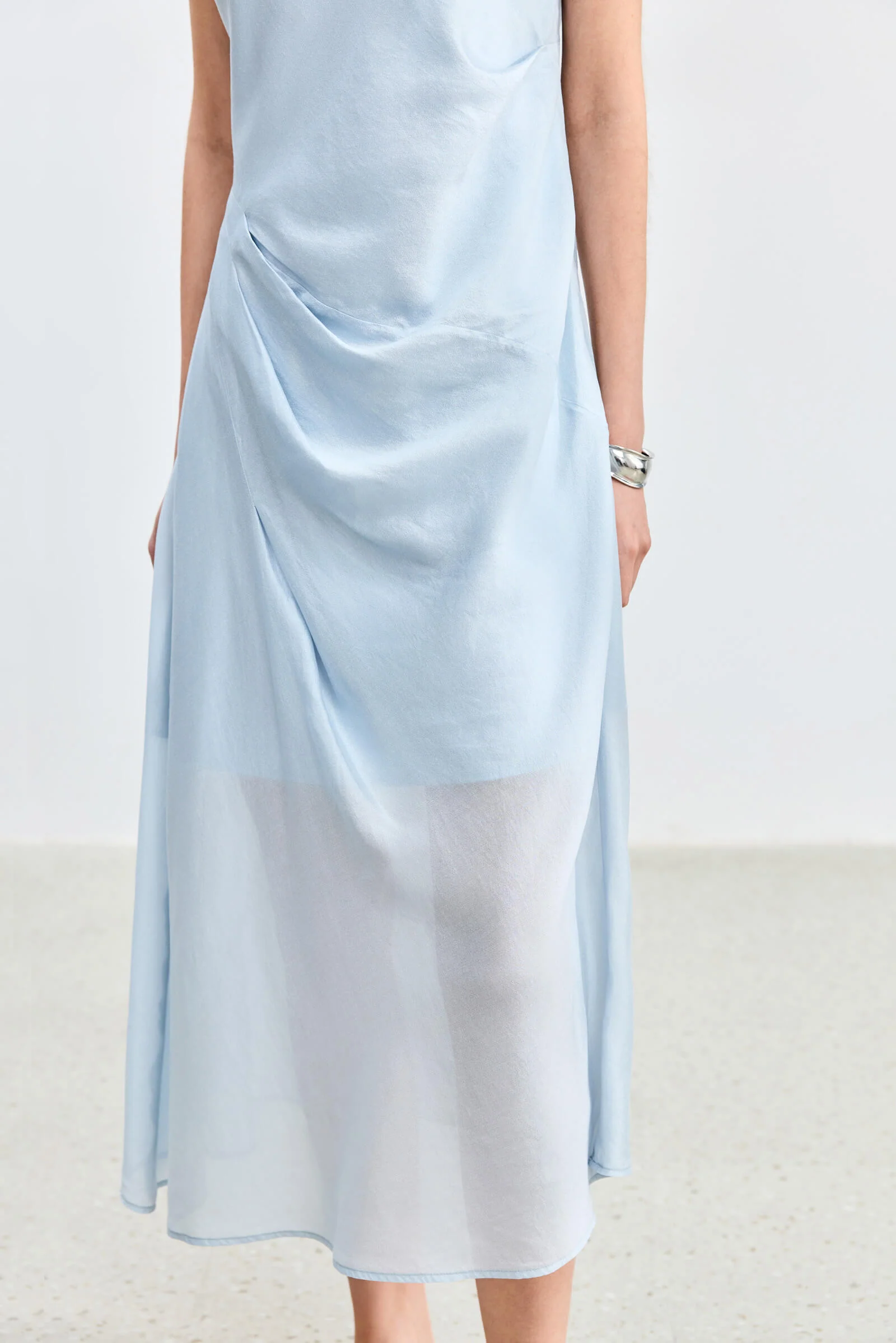 LILY Asymmetrical Design Acetic Acid Silk Dress - Image 7