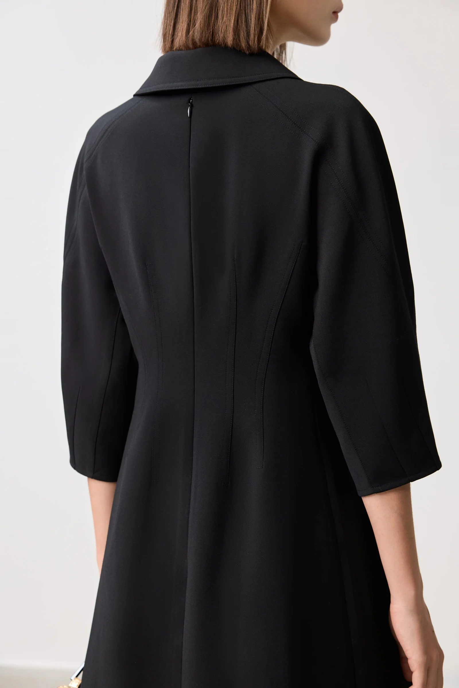 LILY Belted Black Office Dress - Image 8
