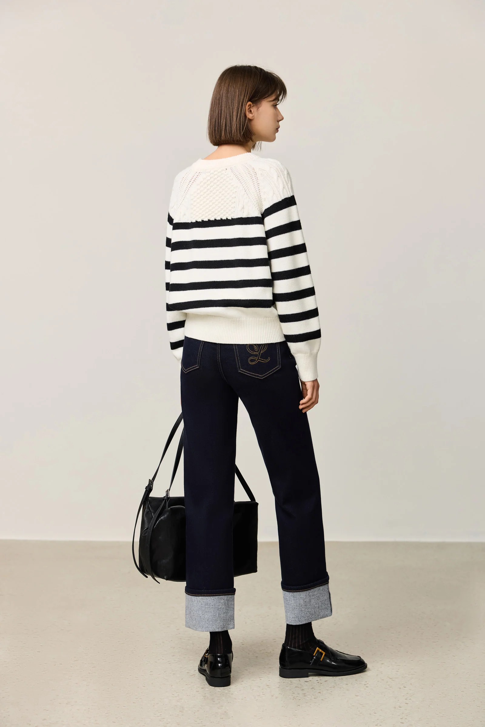 LILY Black & White Striped Crewneck Sweater - Image 4