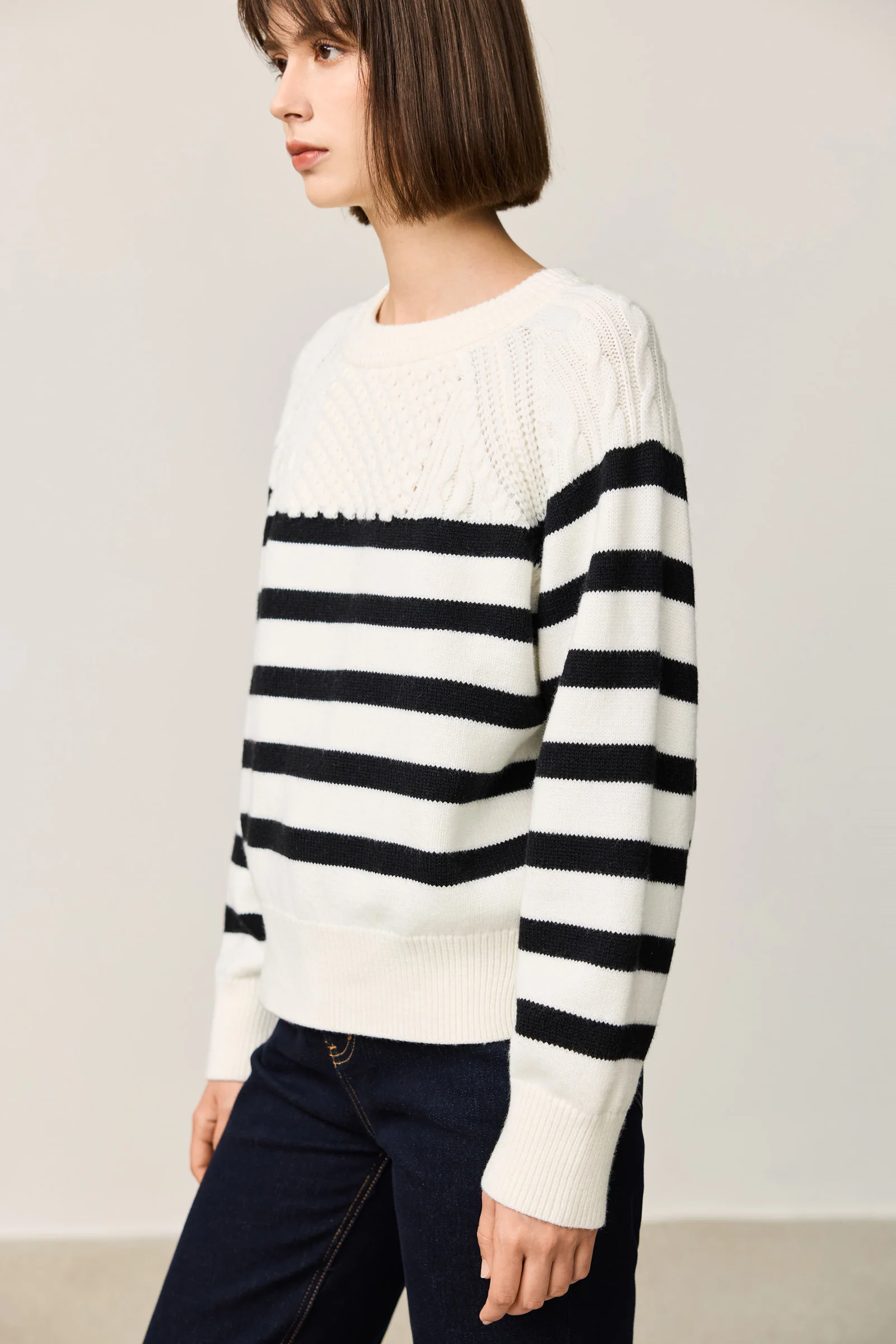 LILY Black & White Striped Crewneck Sweater - Image 6