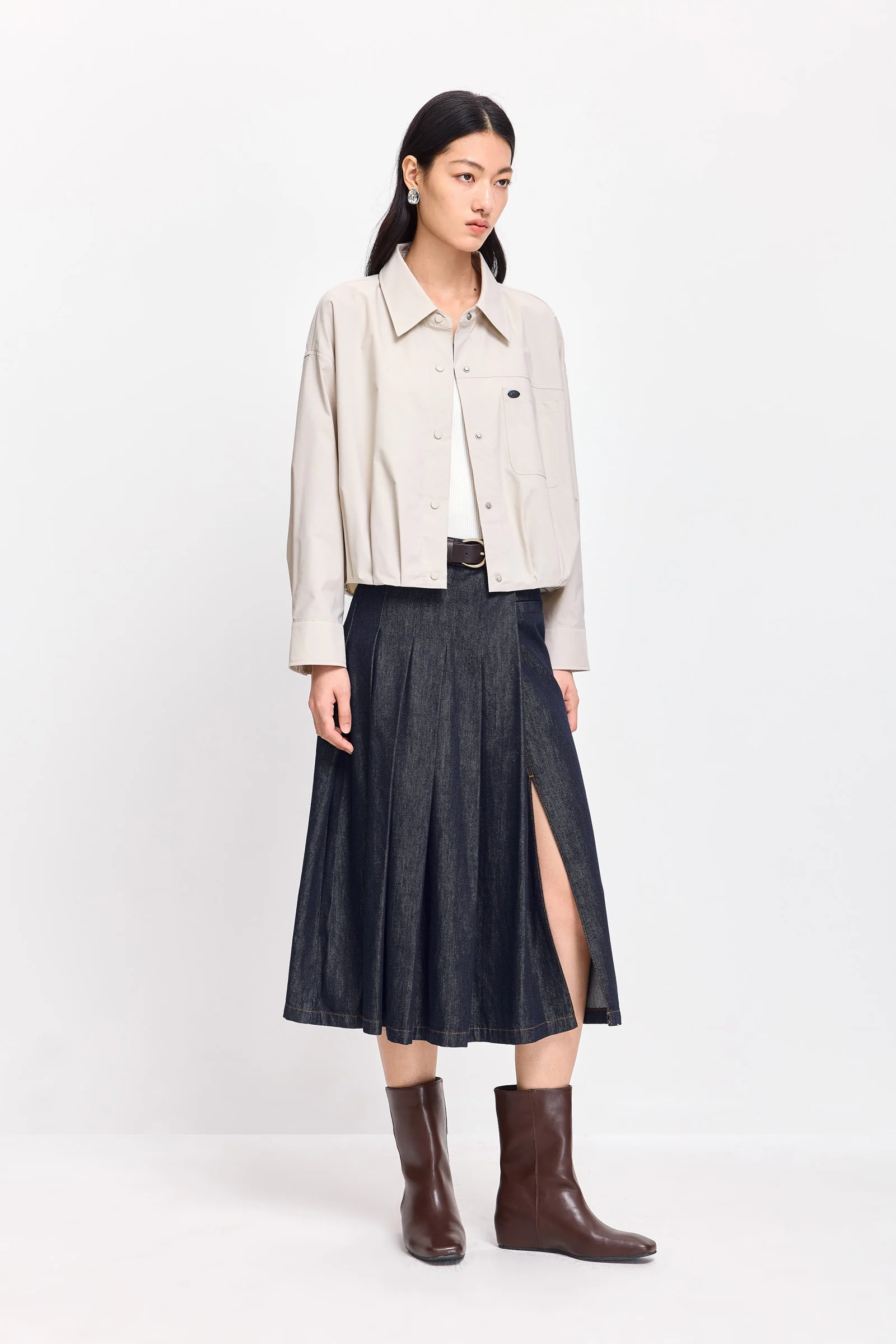 LILY Bow-Detail Cropped Shirt Jacket - Image 9
