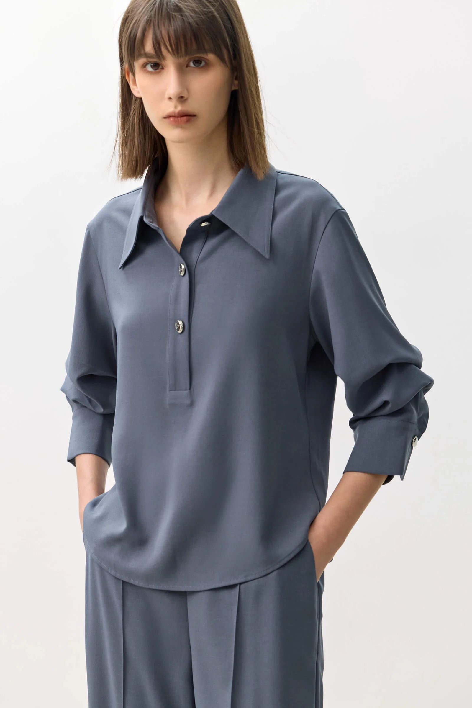 LILY Classic Polo Chiffon Blouse - Image 13