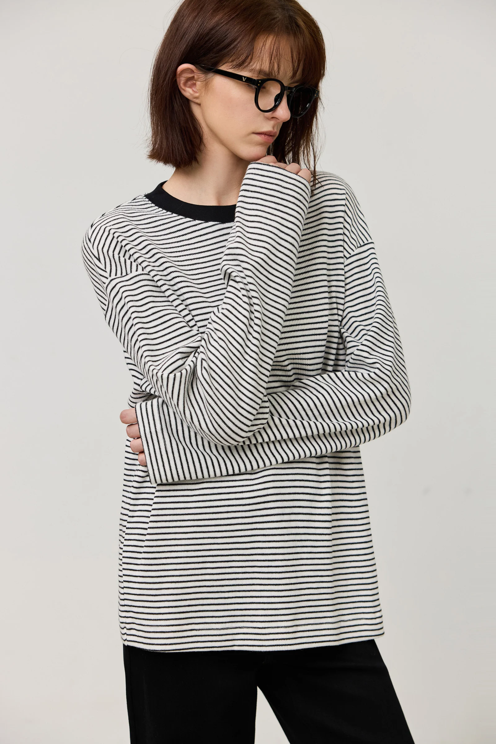LILY Classic Striped Casual Pullover Crewneck Sweatshirt - Image 7