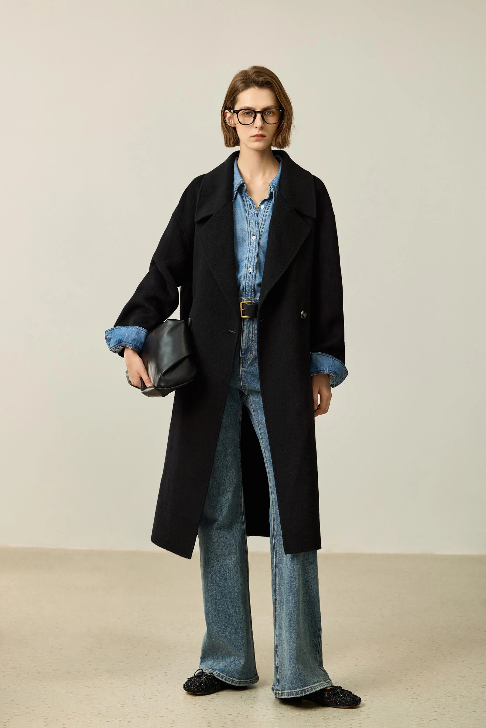 LILY Classic Wool Notched Collar Double-Faced Coat - Image 2