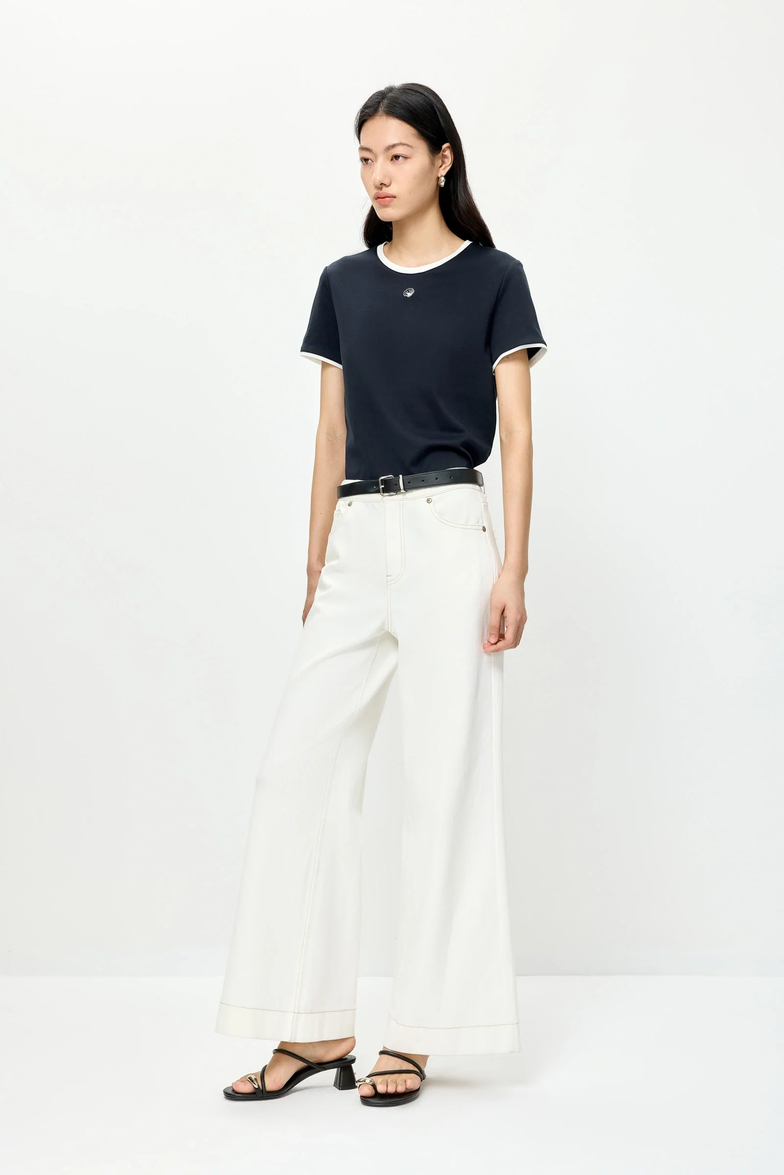 LILY Colorblock Crewneck Embroidered Tee - Image 3