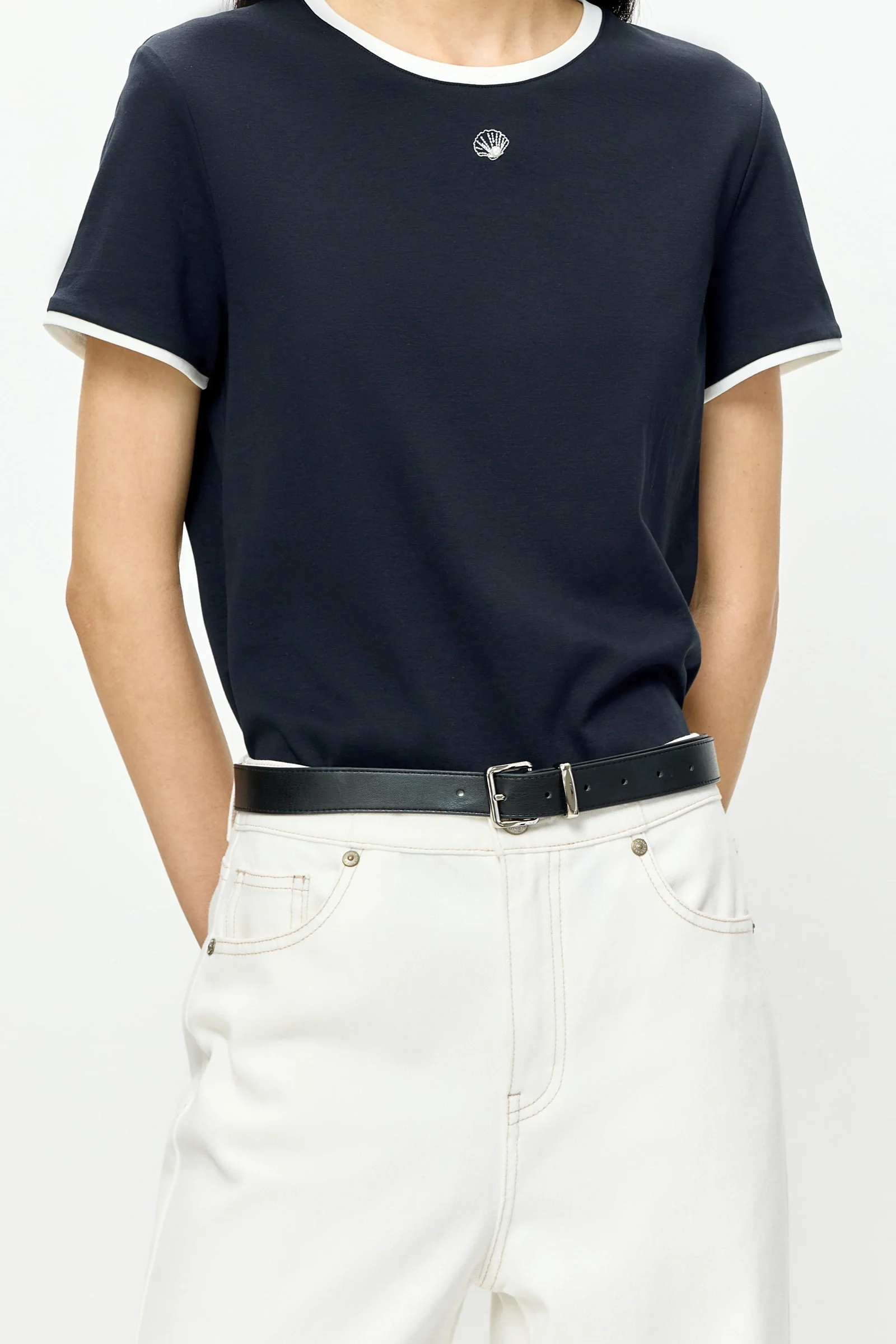 LILY Colorblock Crewneck Embroidered Tee - Image 6