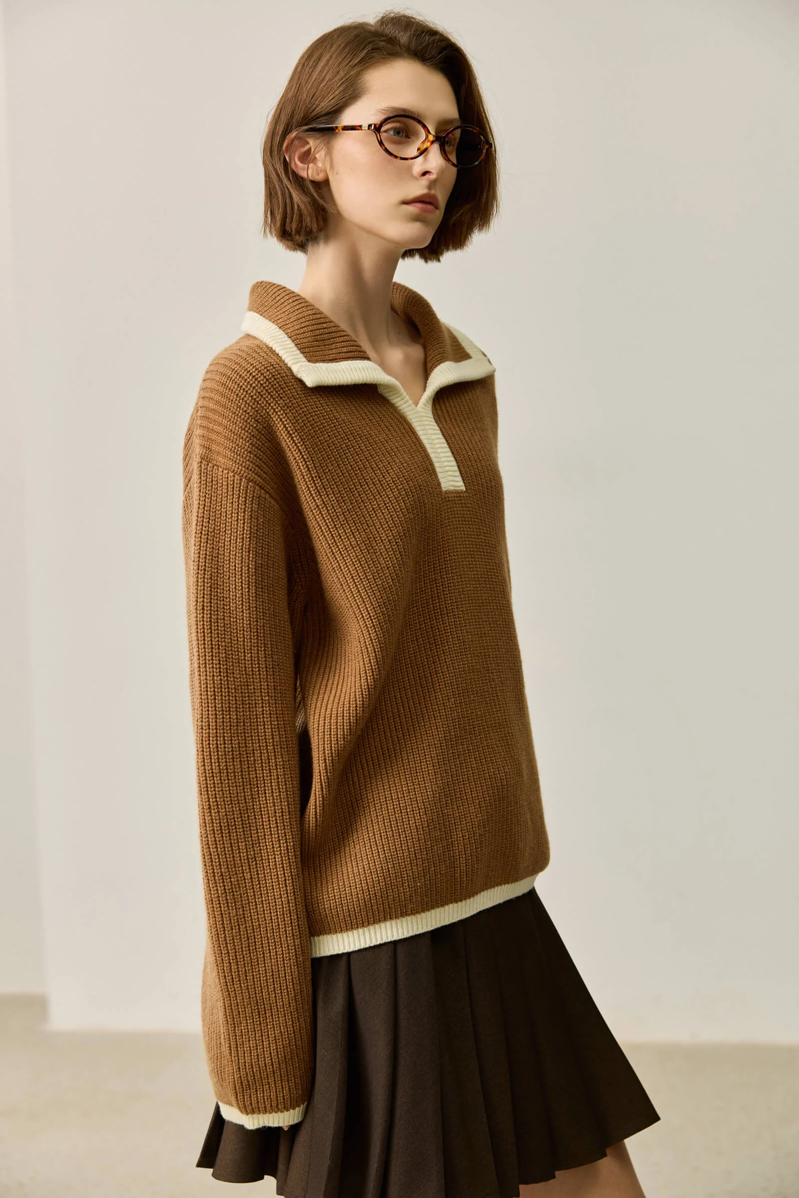LILY Colorblock Polo Knit Top - Image 15
