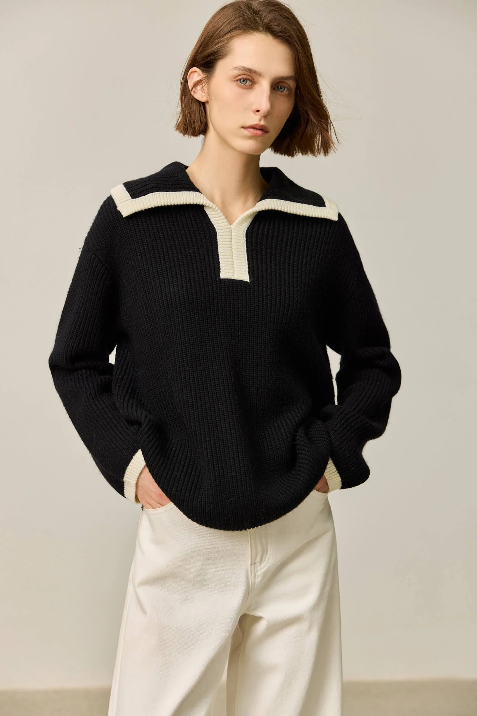 LILY Colorblock Polo Knit Top - Image 7