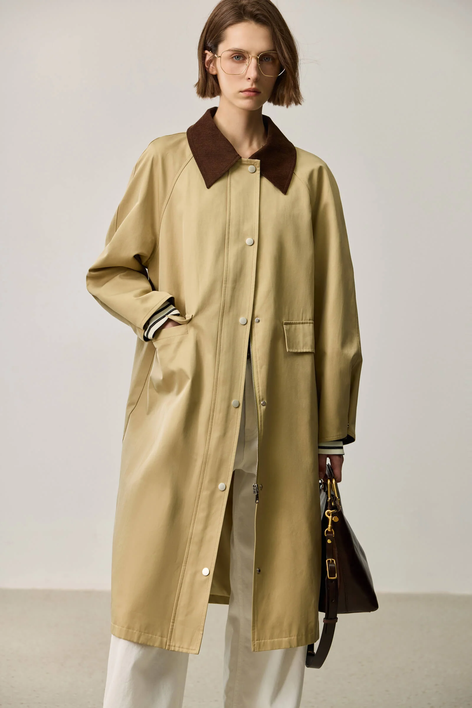 LILY Contrast-Collar Classic Trench Coat - Image 7