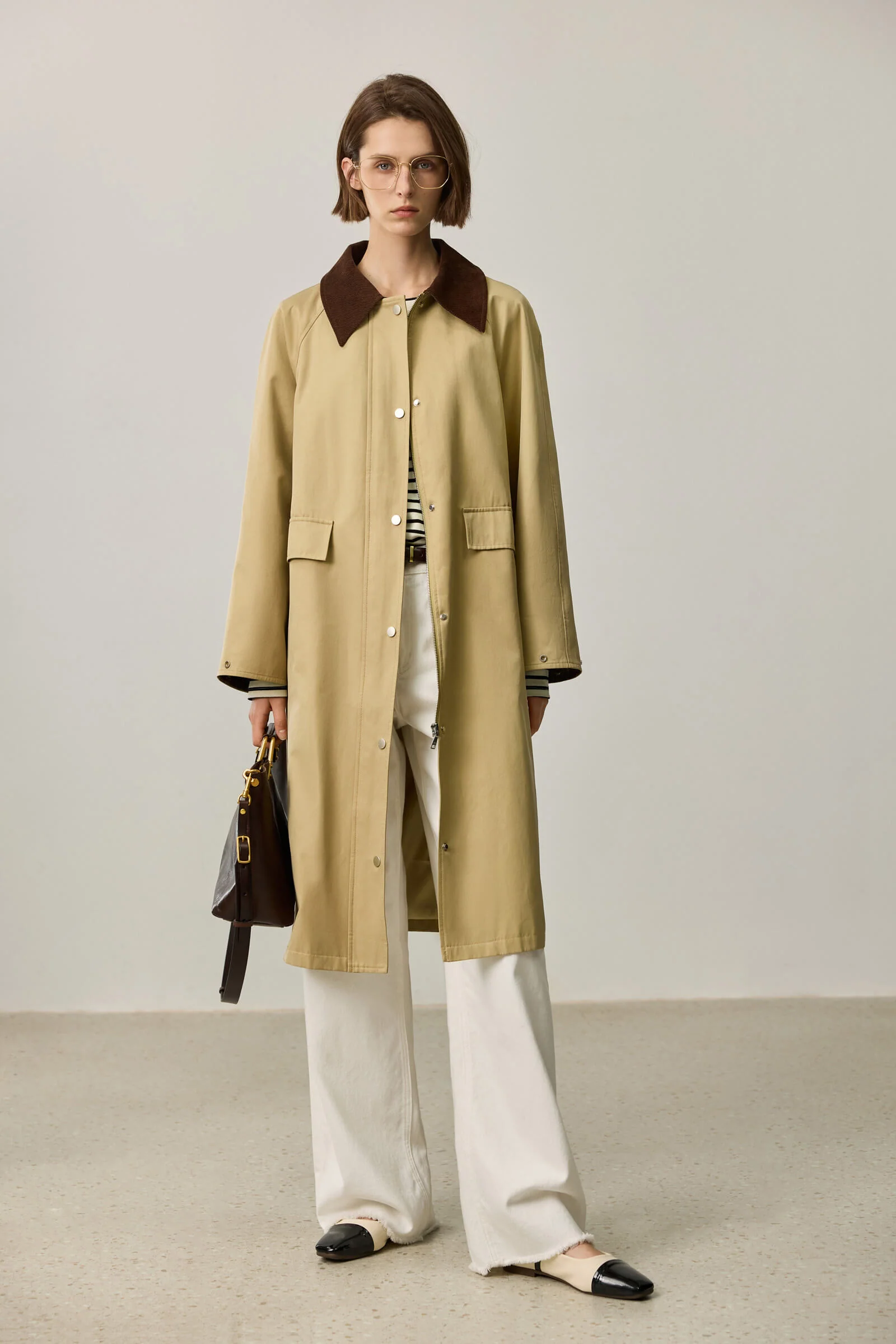 LILY Contrast-Collar Classic Trench Coat - Image 8