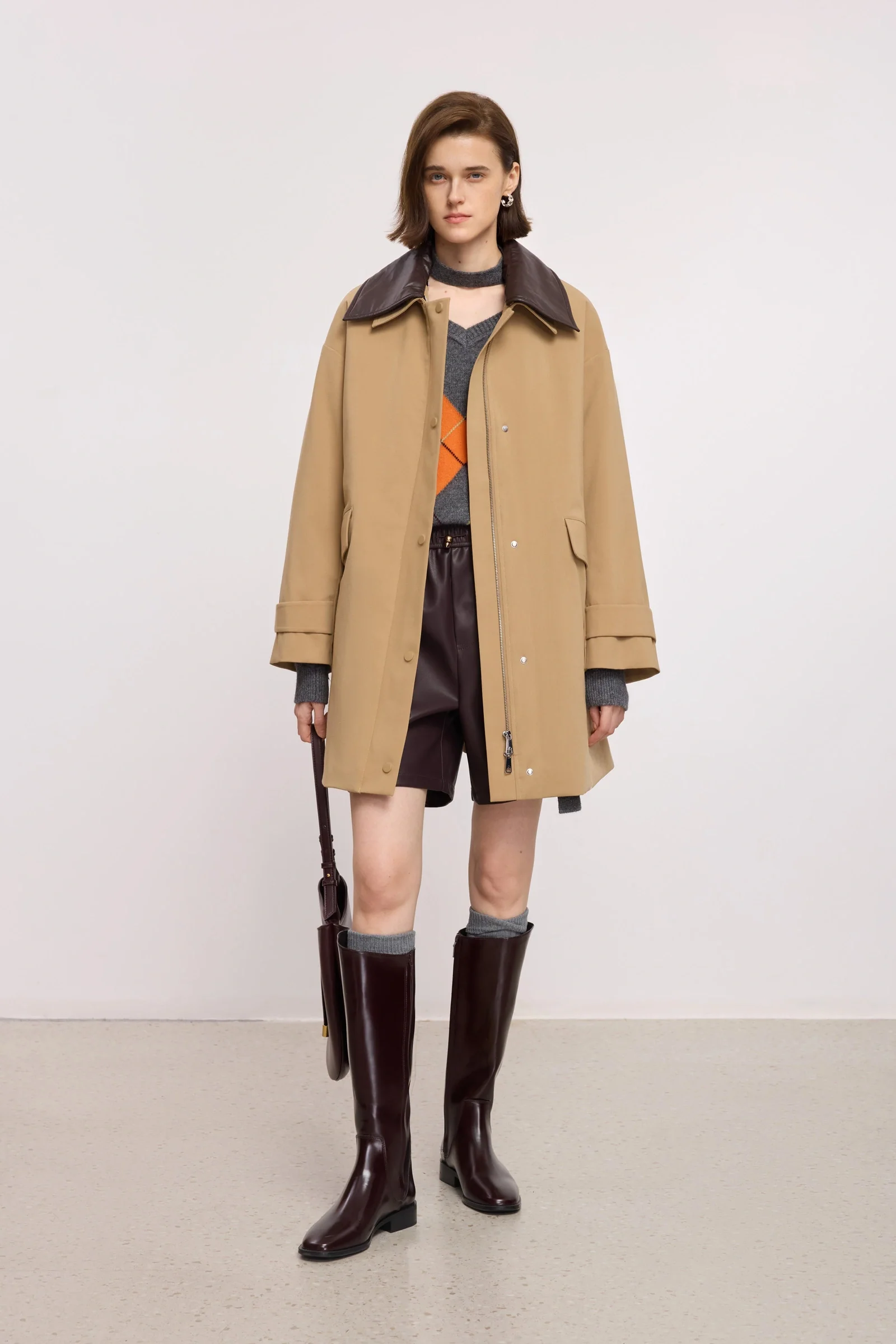 LILY Contrast Collar Down Coat - Image 3