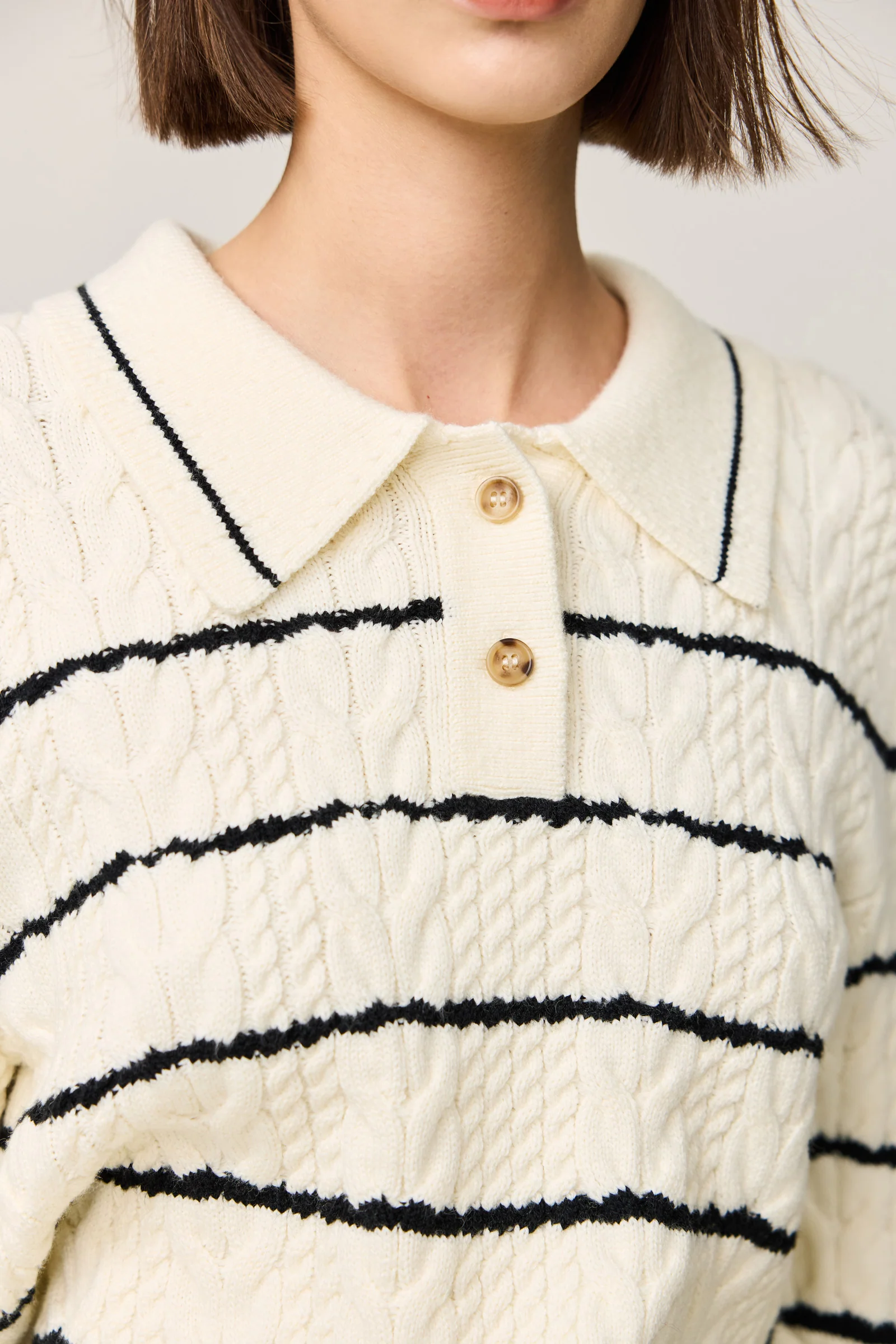 LILY Contrast Striped Relaxed Polo Sweater - Image 8