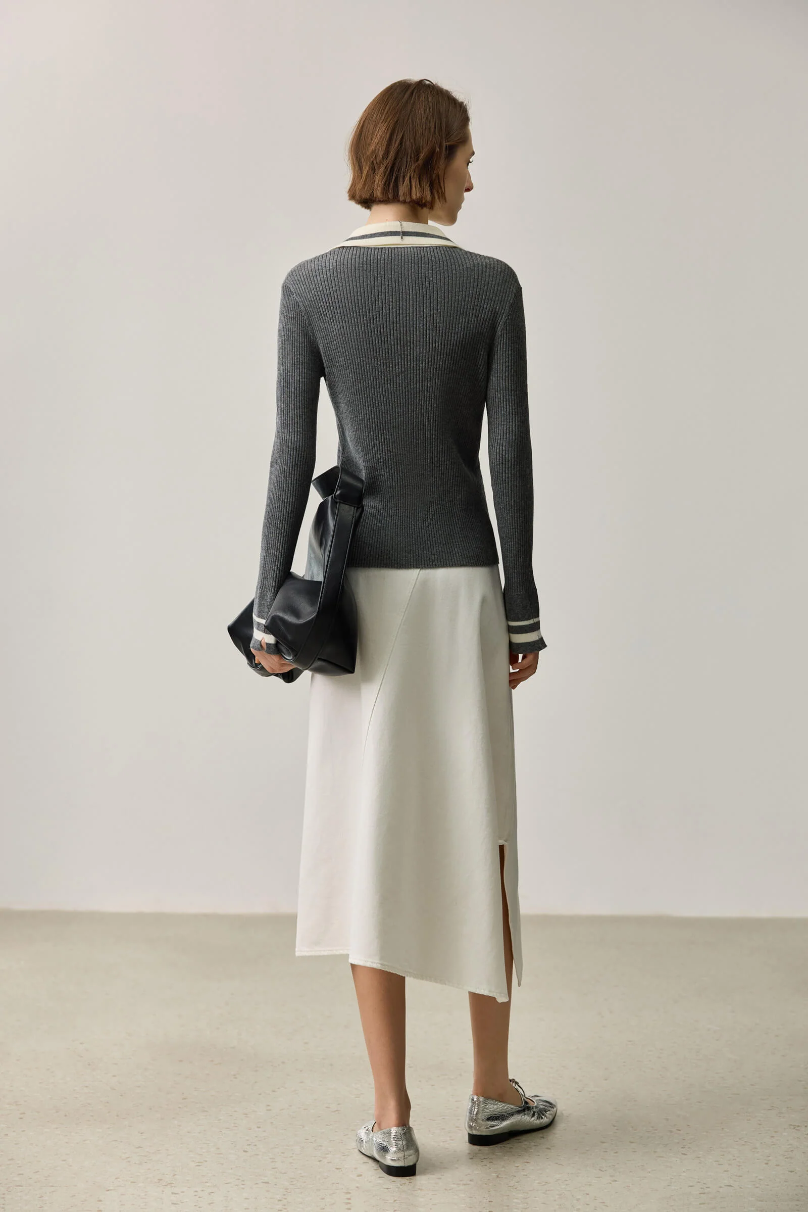 LILY Contrast-Trim Fitted Knit Cardigan - Image 3