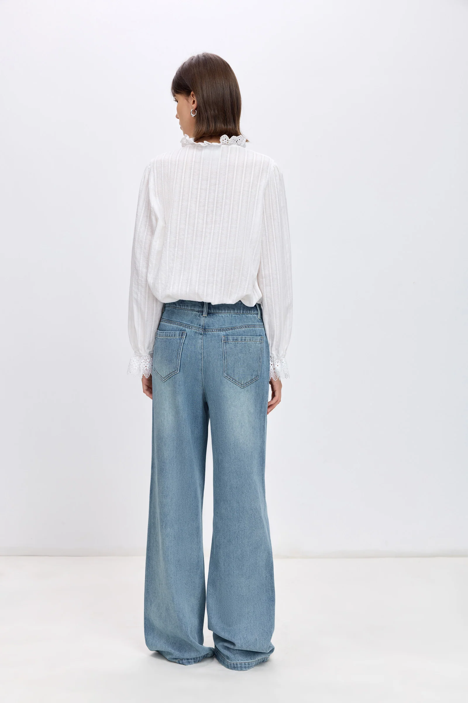 LILY Cotton Lace Mock-Neck Blouse - Image 3