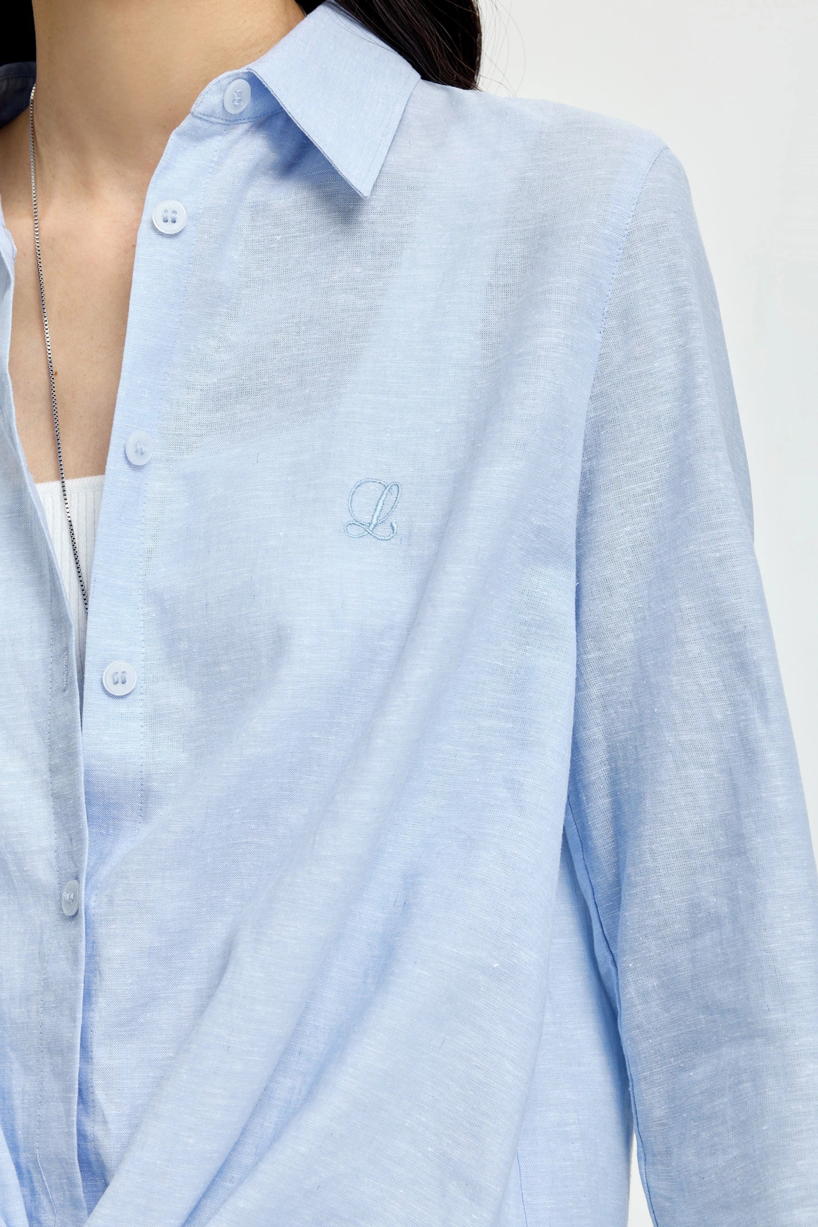 LILY Cotton-Linen Knot-Detail Shirts - Image 6