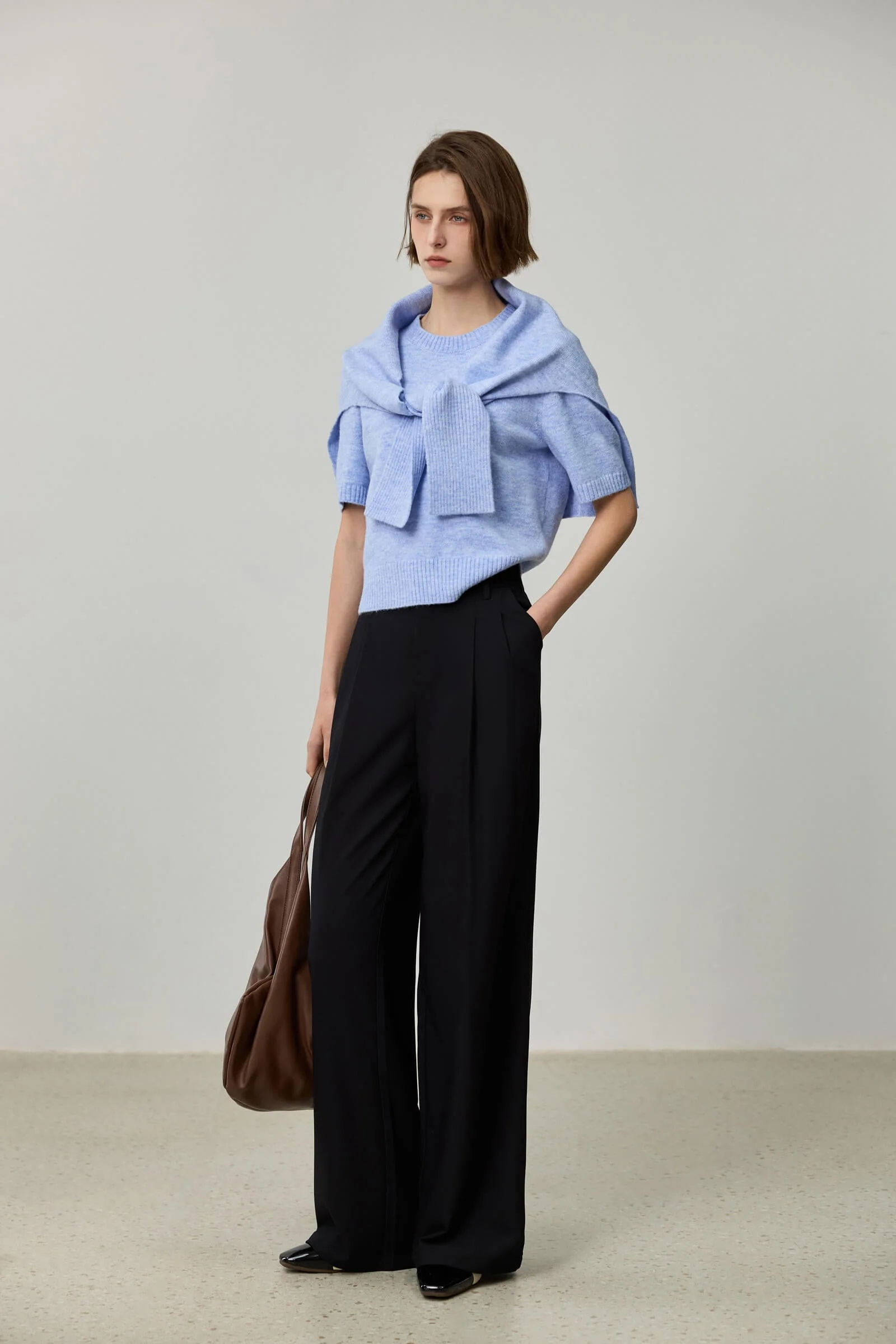 LILY Draped Office Wide-Leg Suit Pants - Image 10
