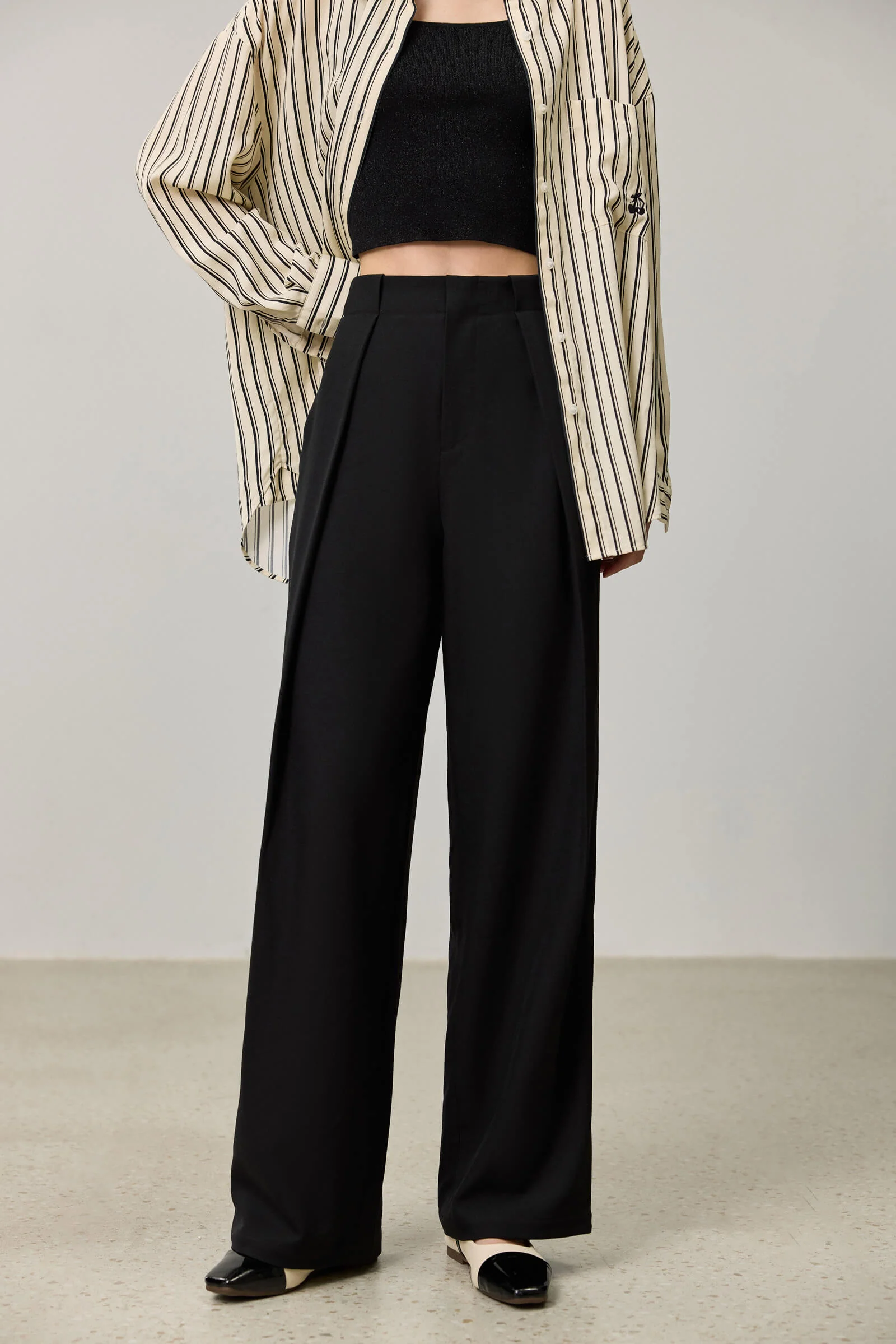 LILY Draped Office Wide-Leg Suit Pants - Image 11