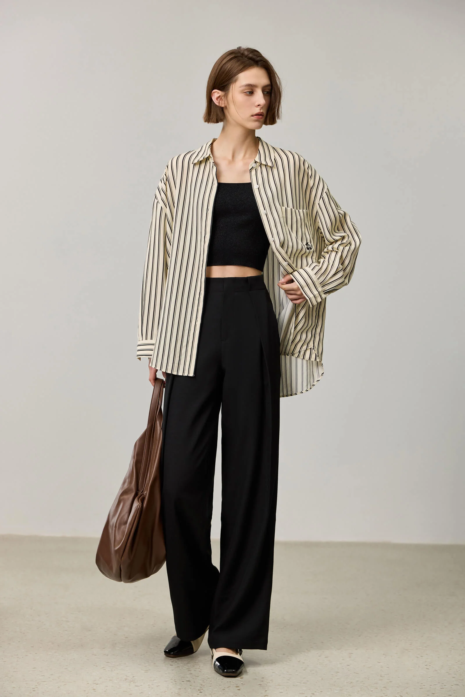 LILY Draped Office Wide-Leg Suit Pants - Image 13