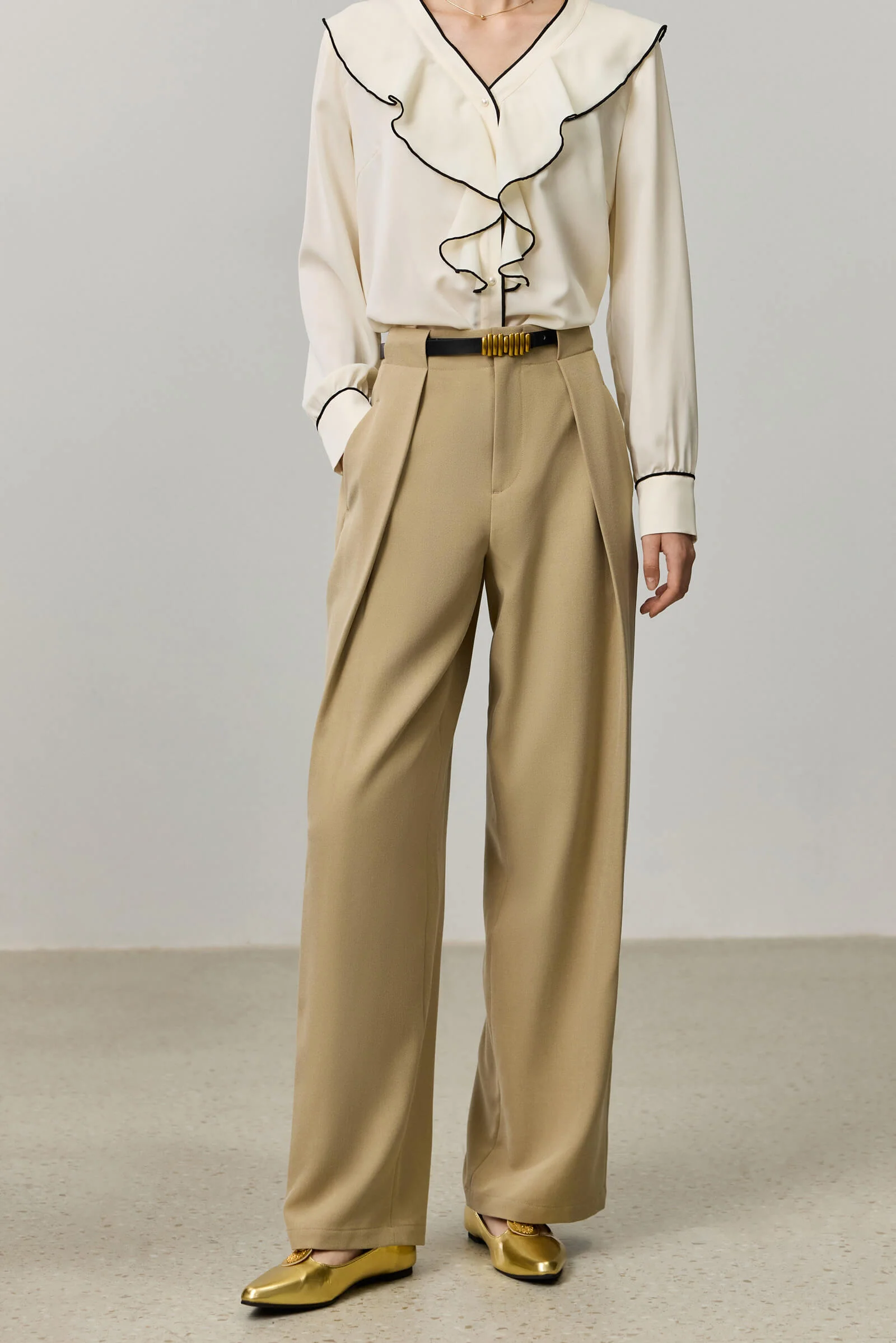 LILY Draped Office Wide-Leg Suit Pants - Image 14