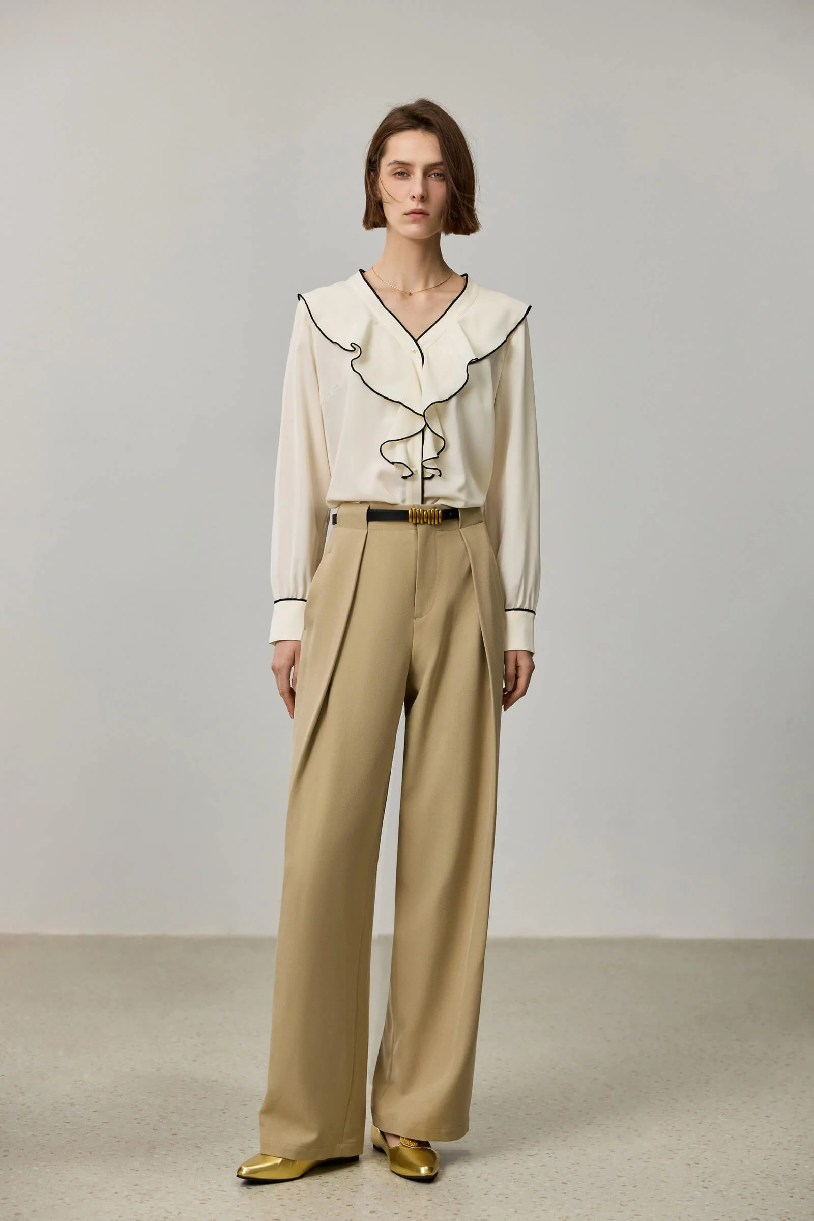 LILY Draped Office Wide-Leg Suit Pants - Image 15